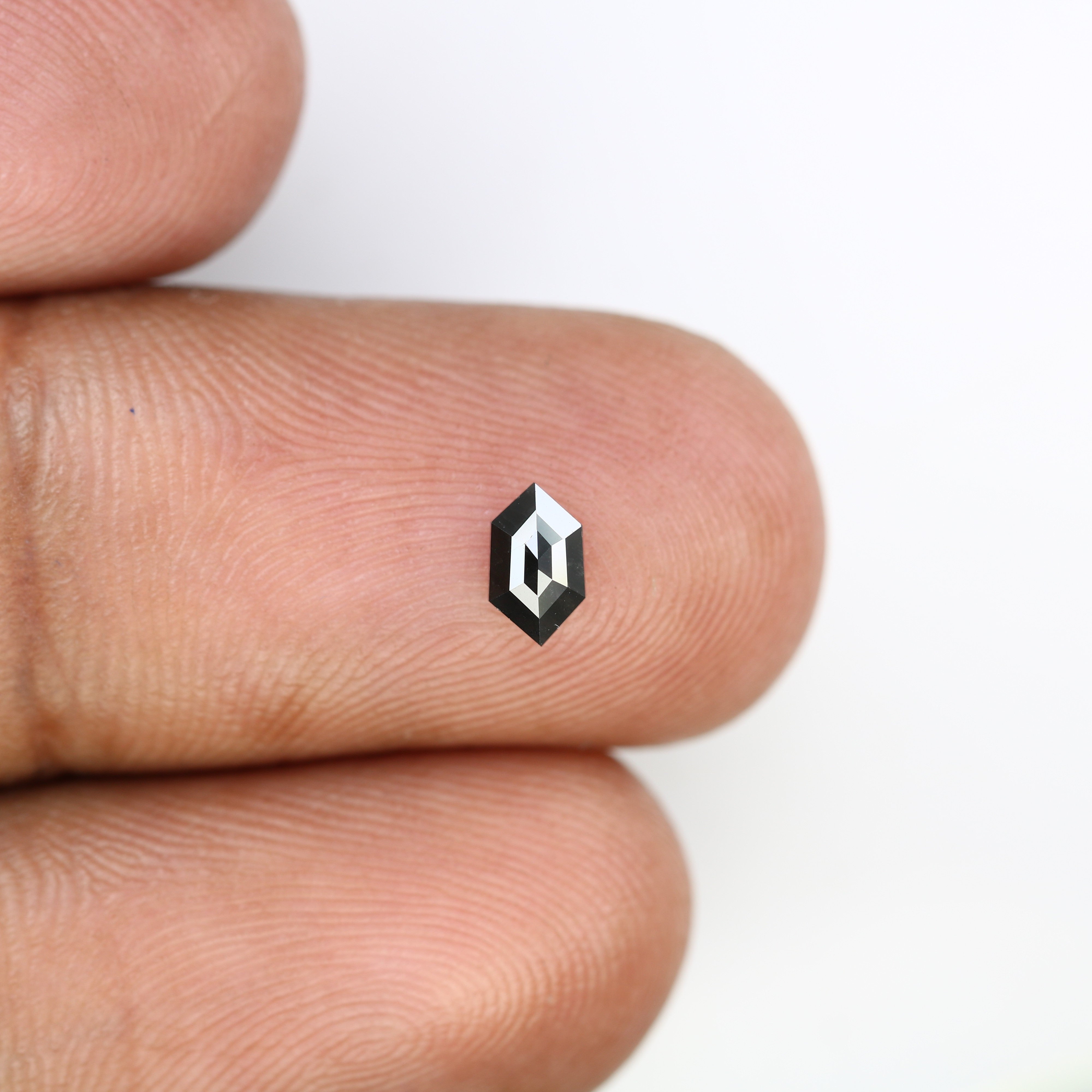 0.32 CT Elongated Hexagon Cut Black Diamond For Engagement Ring