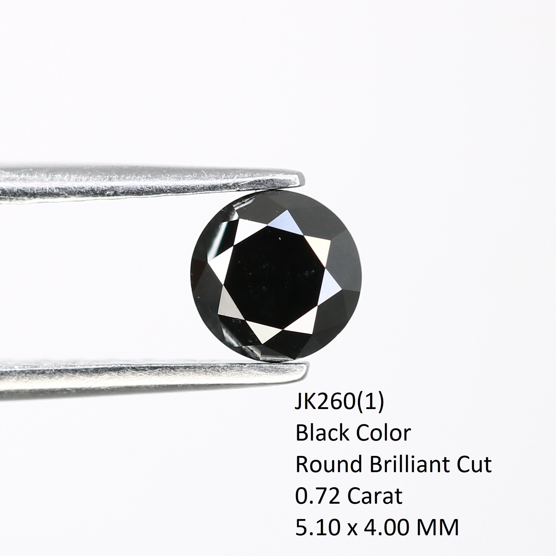 0.72 CT 5.10 MM Natural Round Brilliant Cut Black Loose Diamond For Wedding Ring