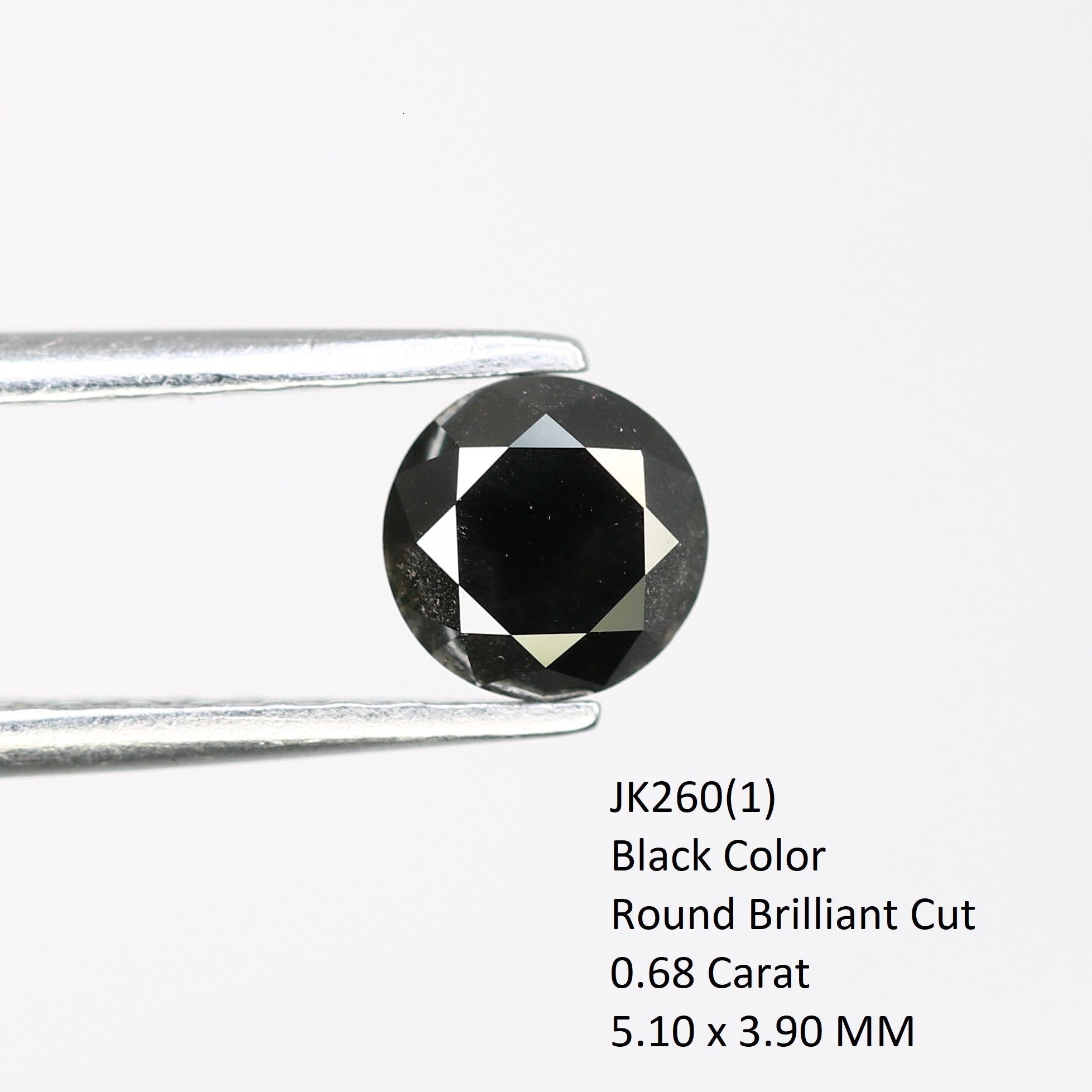 0.68 CT 5.10 MM Black Round Brilliant Cut Loose Diamond For Wedding Ring