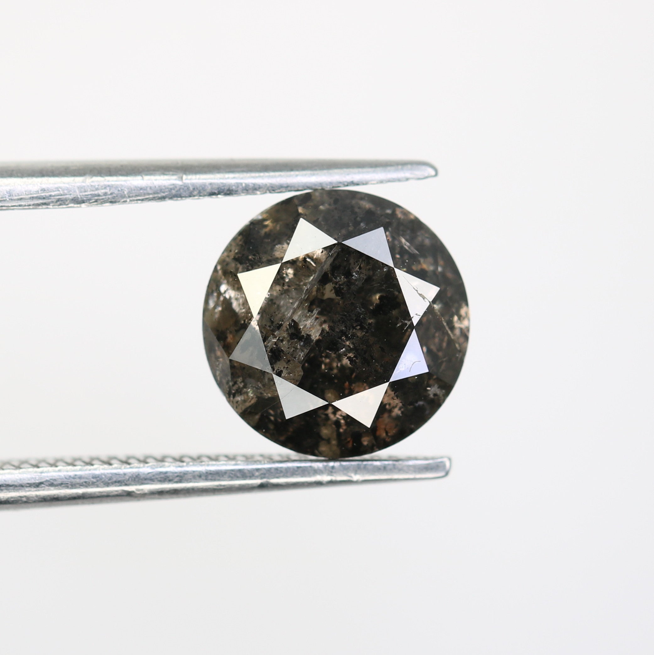 2.09 CT Loose Round Brilliant Cut Salt And Pepper Diamond For Galaxy Ring