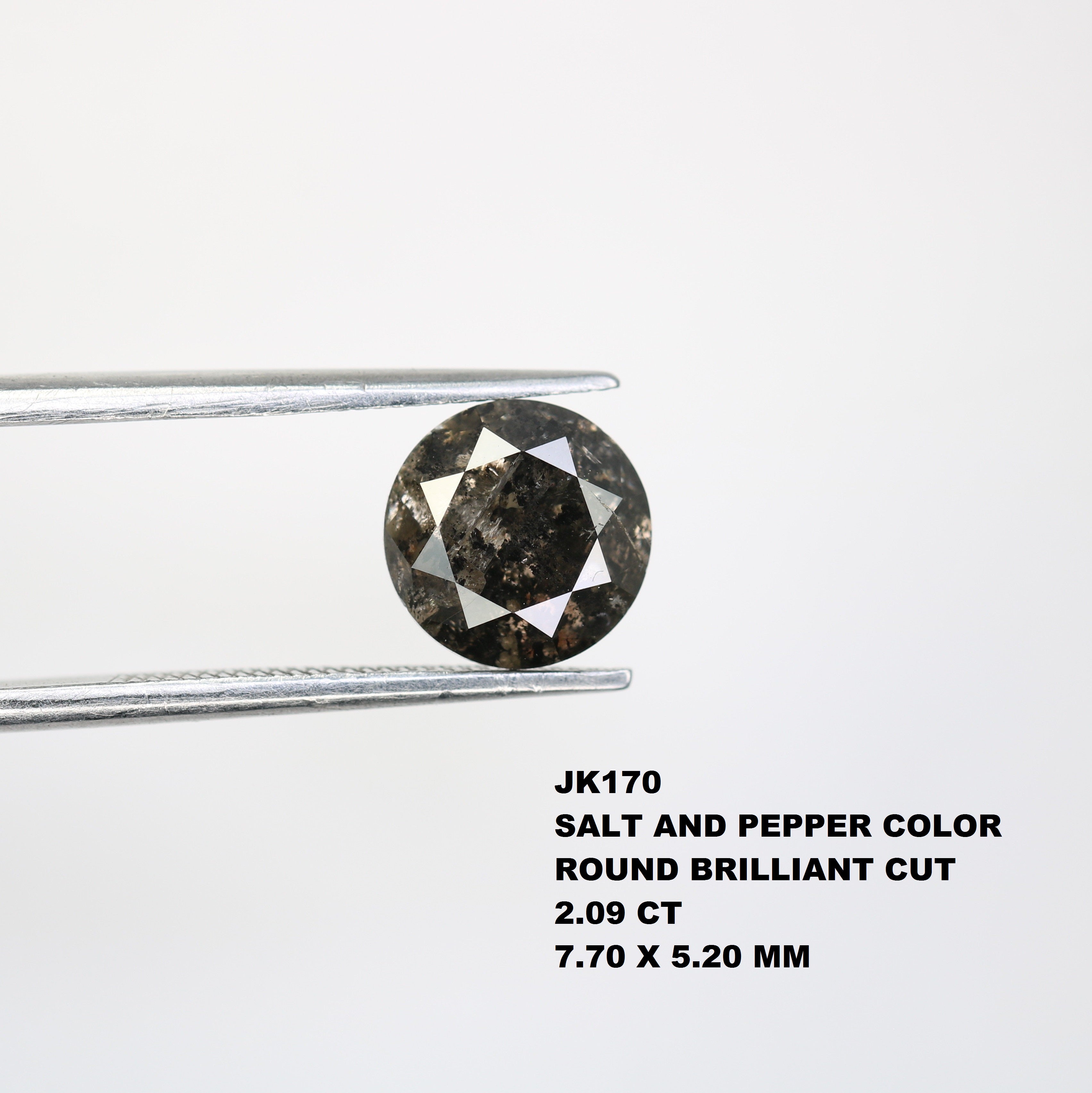 2.09 CT Loose Round Brilliant Cut Salt And Pepper Diamond For Galaxy Ring