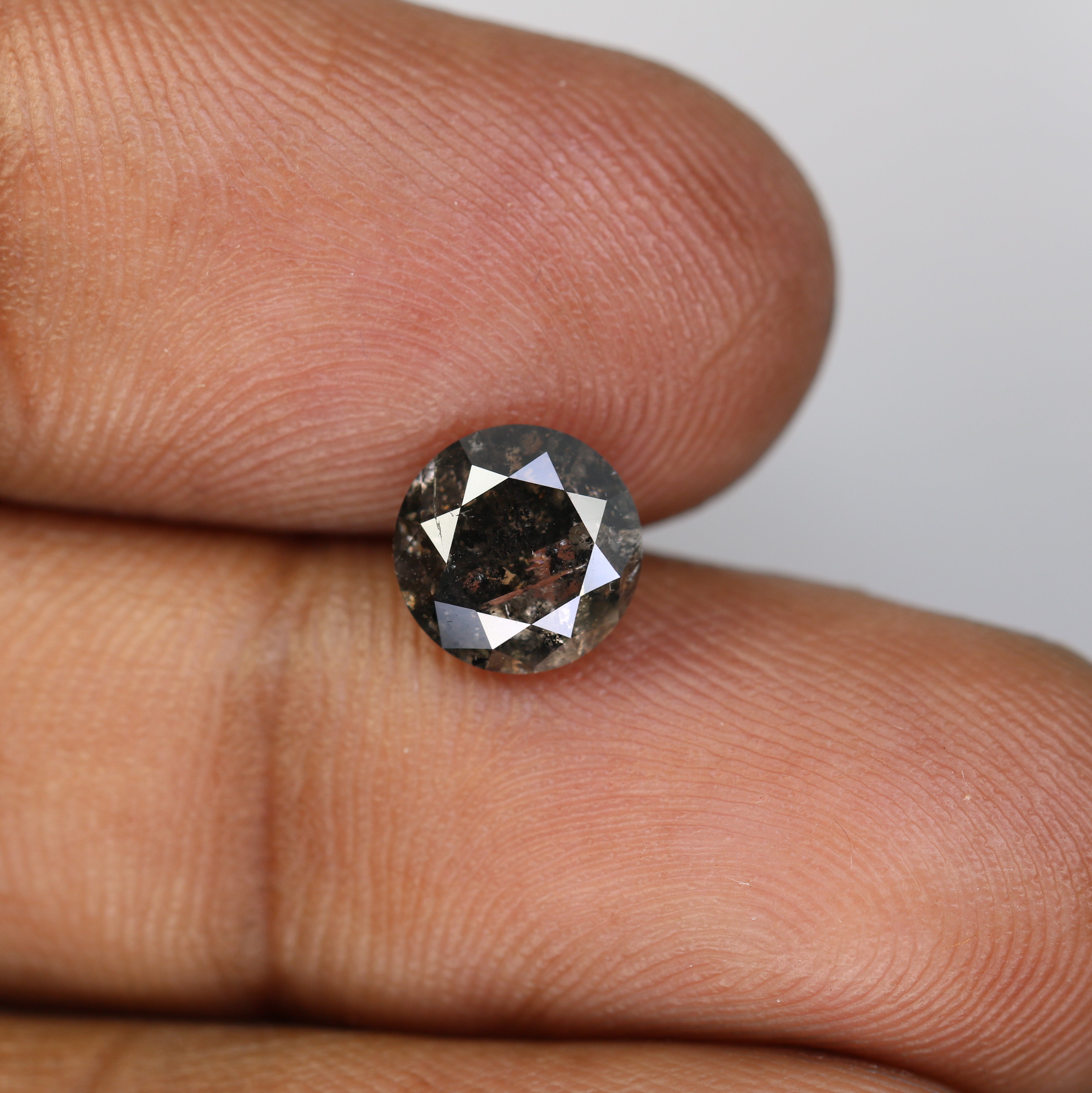 2.09 CT Loose Round Brilliant Cut Salt And Pepper Diamond For Galaxy Ring