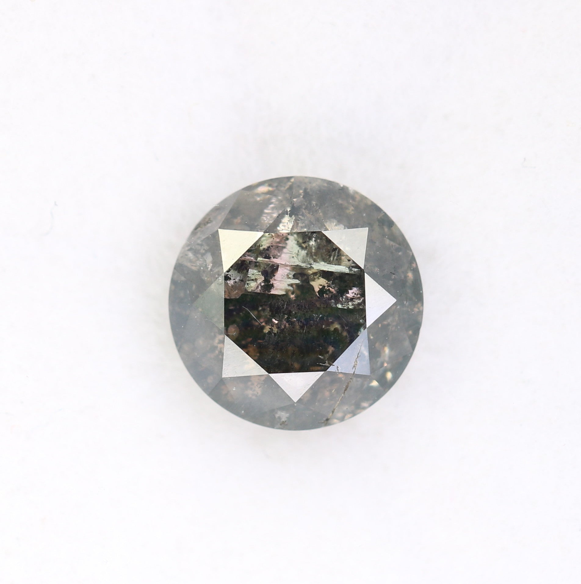 2.09 CT Loose Round Brilliant Cut Salt And Pepper Diamond For Galaxy Ring