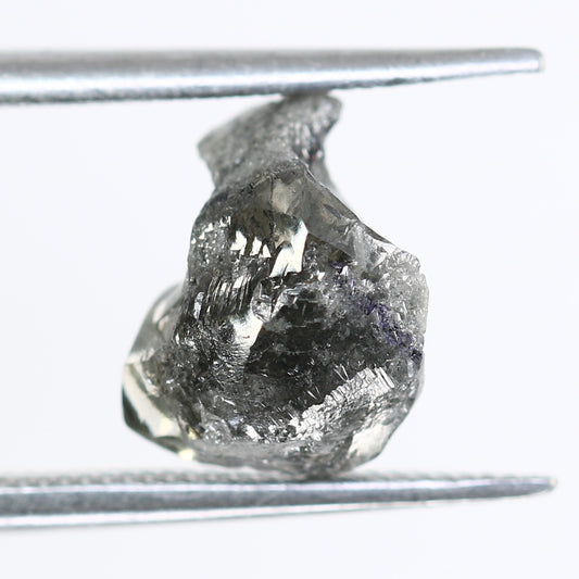 2.60 CT Uncut Rough Raw Salt And Pepper Diamond For Engagement Ring - JayKrishna Diamond