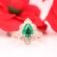 Fancy Green Pear Shape 14K Rose Gold Designer Engagement Ring