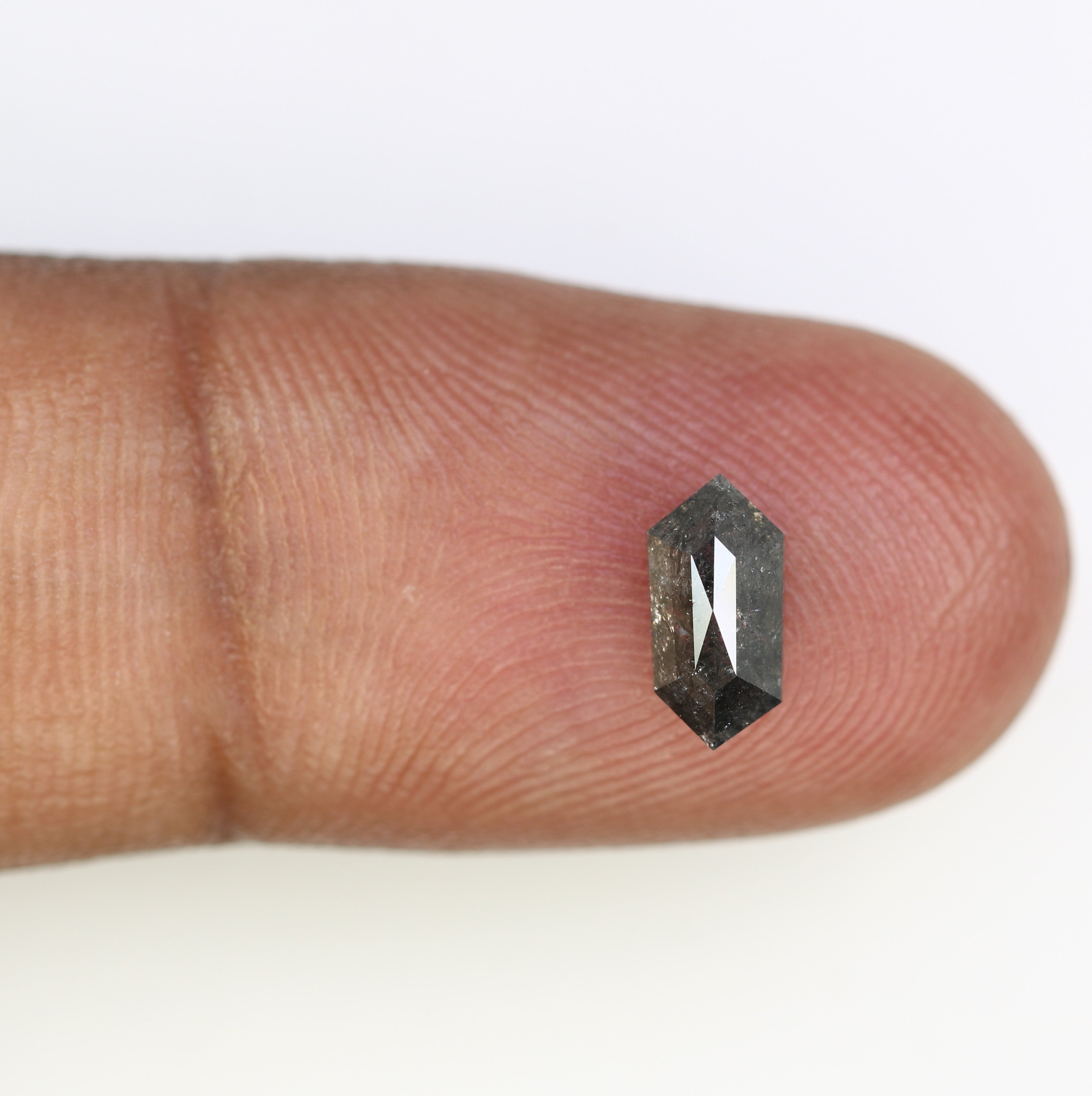 1.01 CT Elongated Hexagon Shape Salt And Pepper 8.50 MM Diamond For Engagement Ring