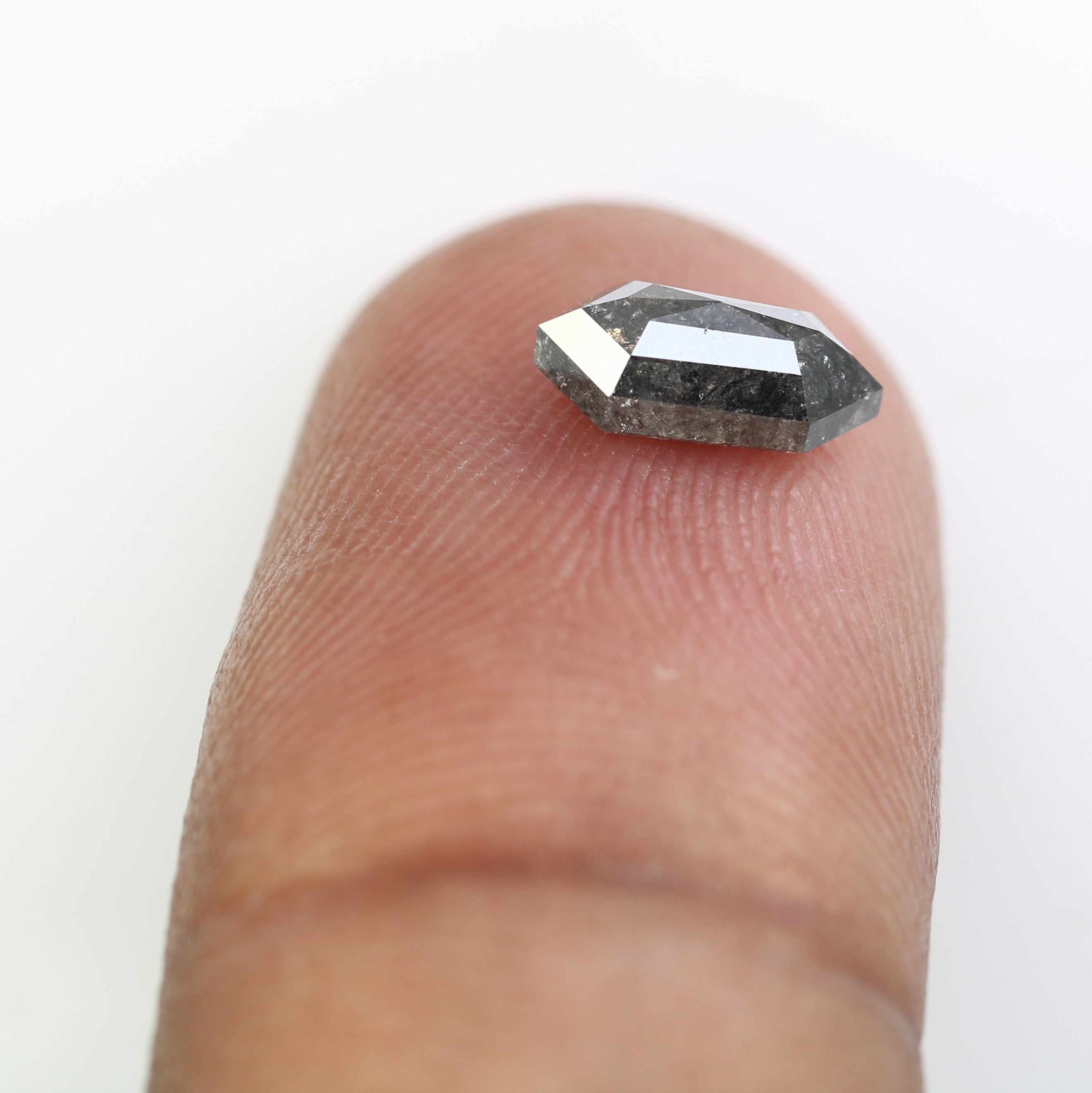 1.01 CT Elongated Hexagon Shape Salt And Pepper 8.50 MM Diamond For Engagement Ring
