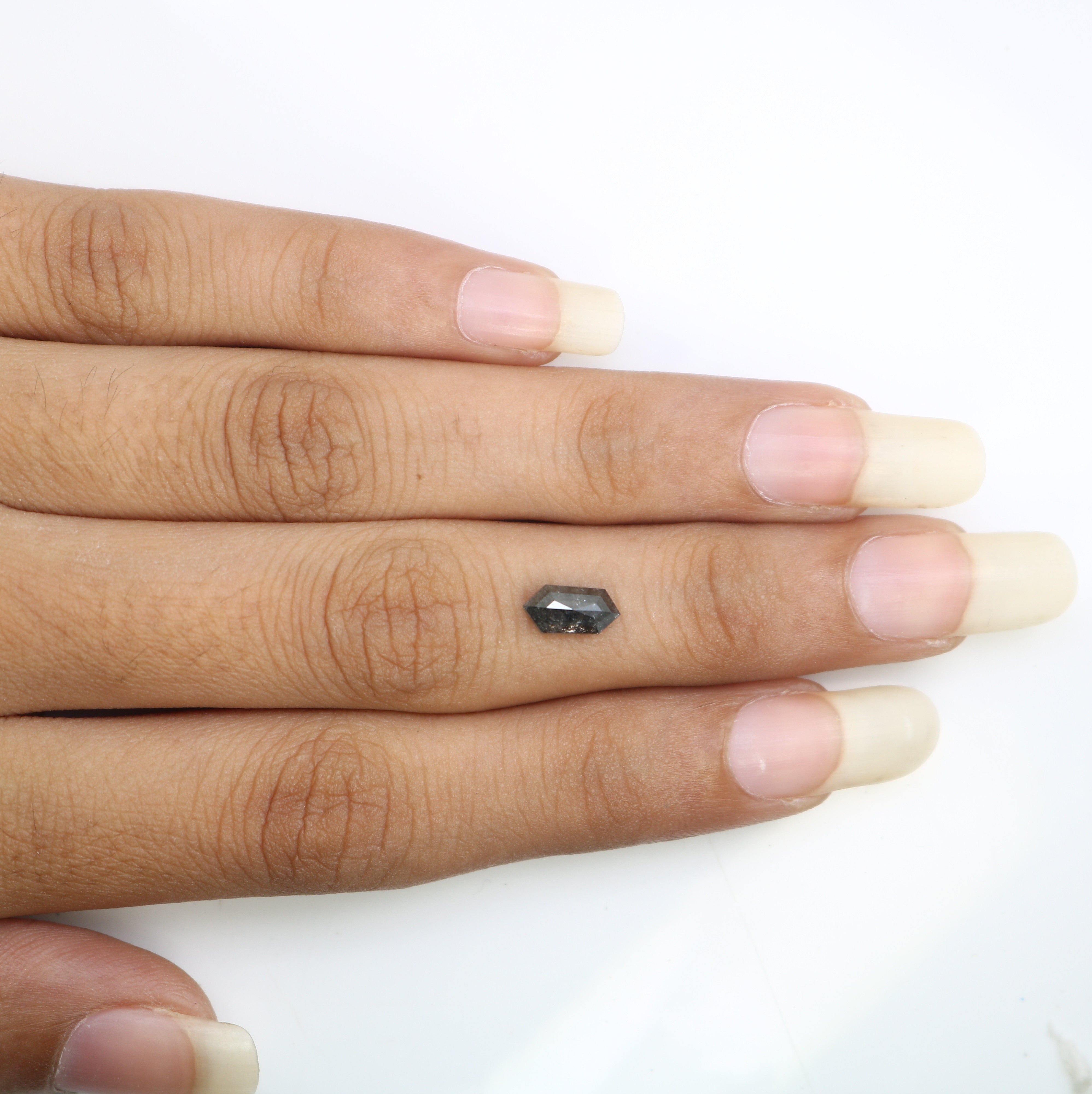 1.01 CT Elongated Hexagon Shape Salt And Pepper 8.50 MM Diamond For Engagement Ring