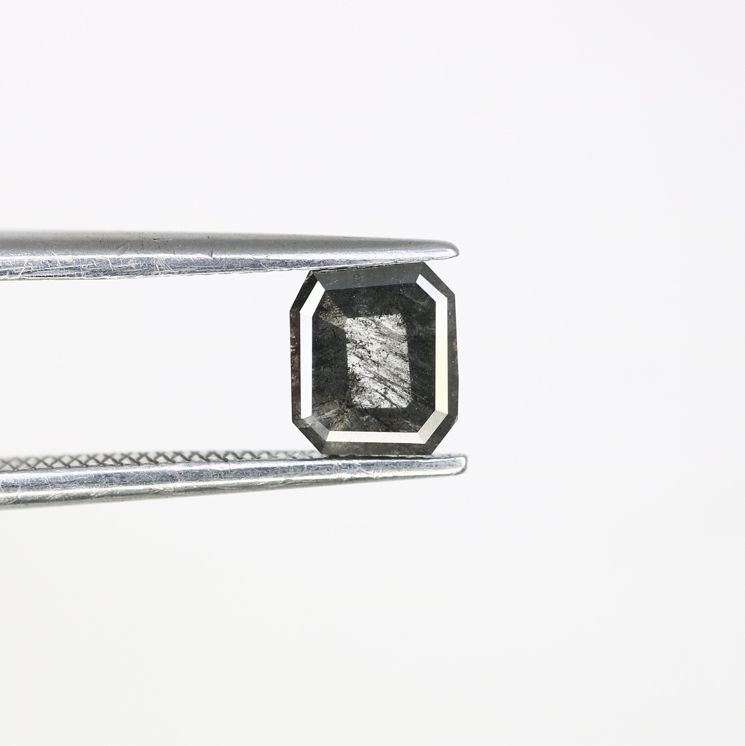 0.72 CT Emerald Shape Salt And Pepper 5.70 MM Diamond For Engagement Ring