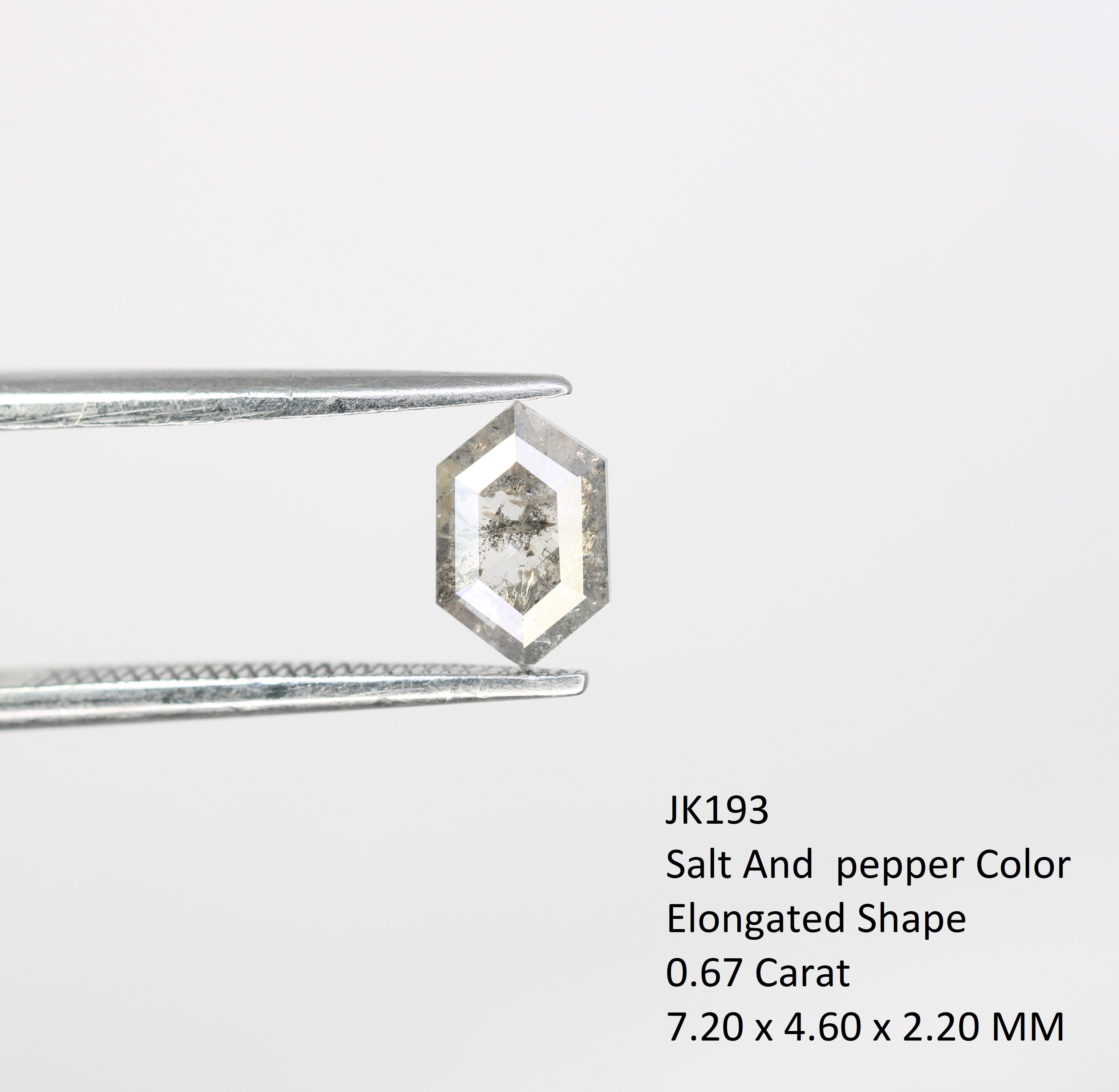 0.67 Carat Salt And Pepper Loose Elongated Hexagon Shaped Diamond For Galaxy Ring