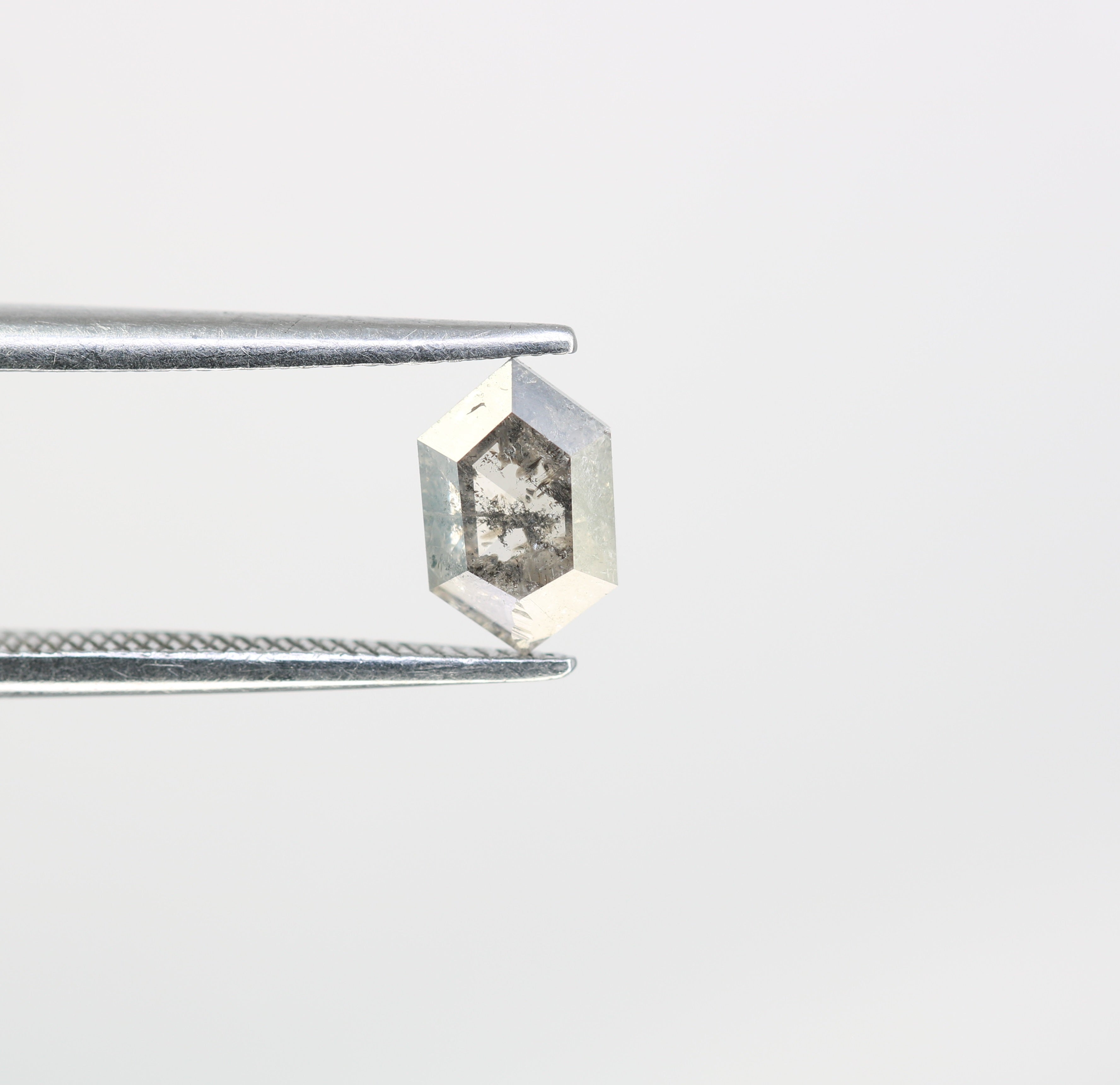 0.67 Carat Salt And Pepper Loose Elongated Hexagon Shaped Diamond For Galaxy Ring