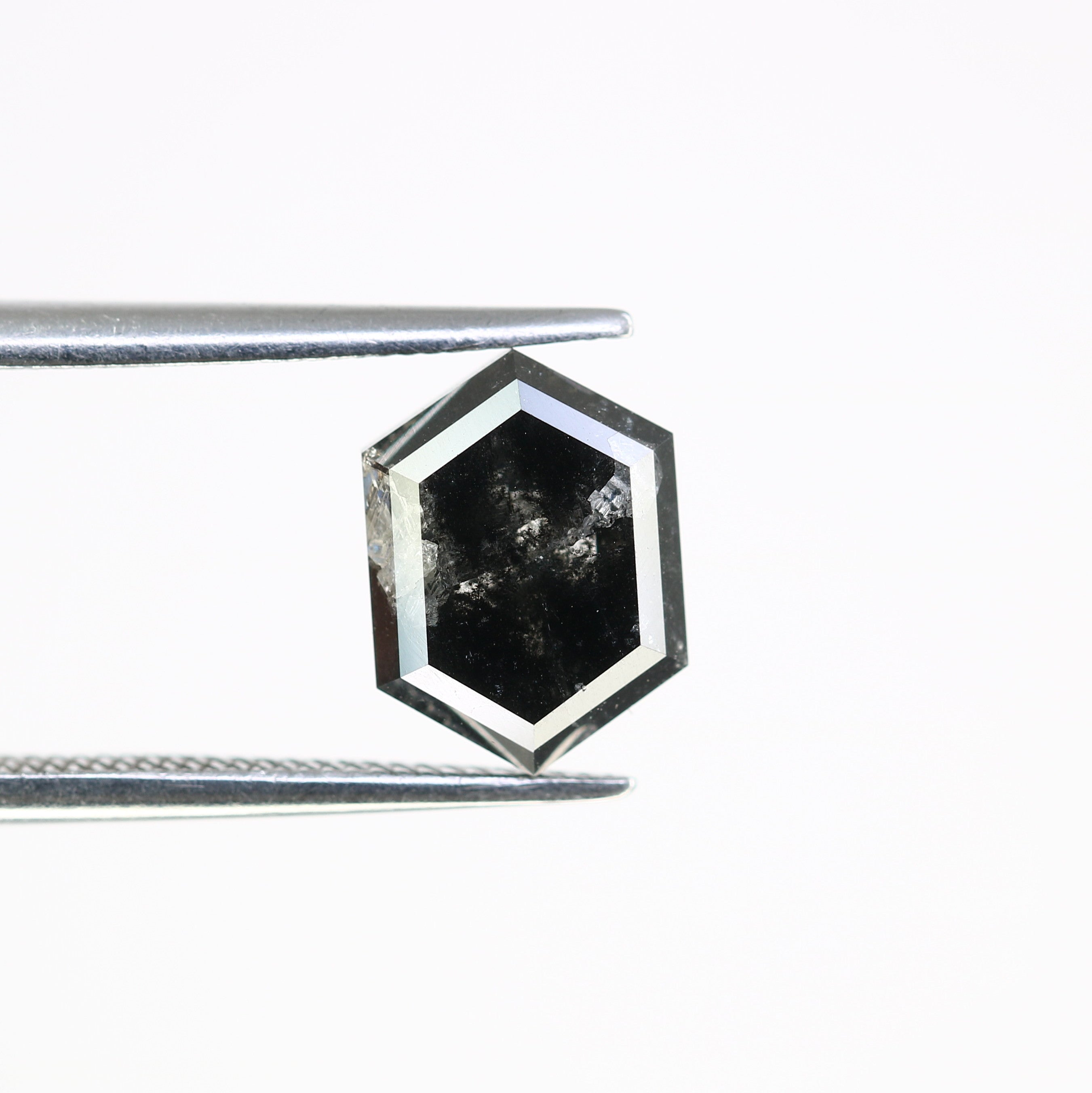 2.73 CT Elongated Hexagon Shape Salt And Pepper 9.20 MM Diamond For Wedding Band