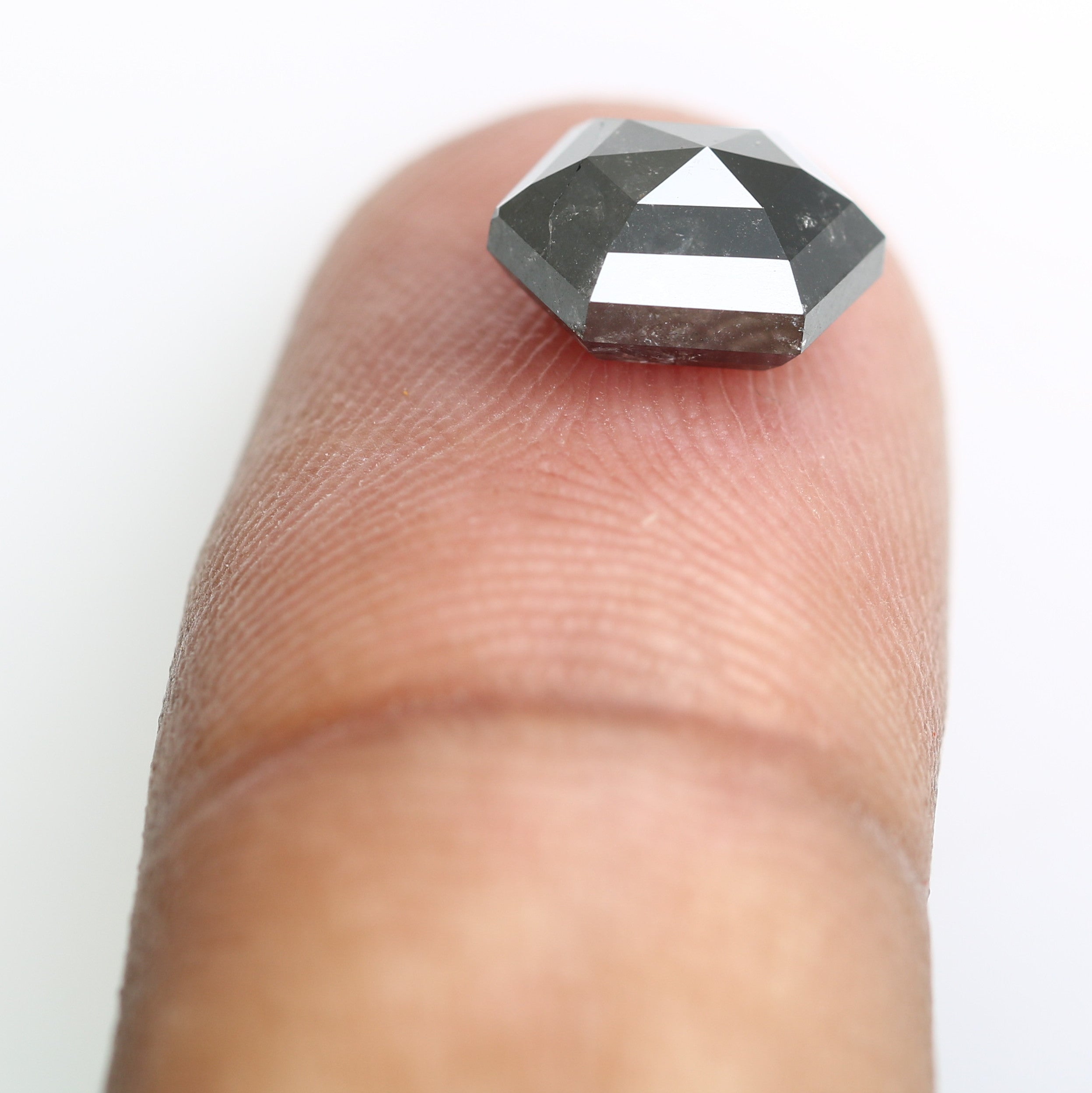 2.73 CT Elongated Hexagon Shape Salt And Pepper 9.20 MM Diamond For Wedding Band