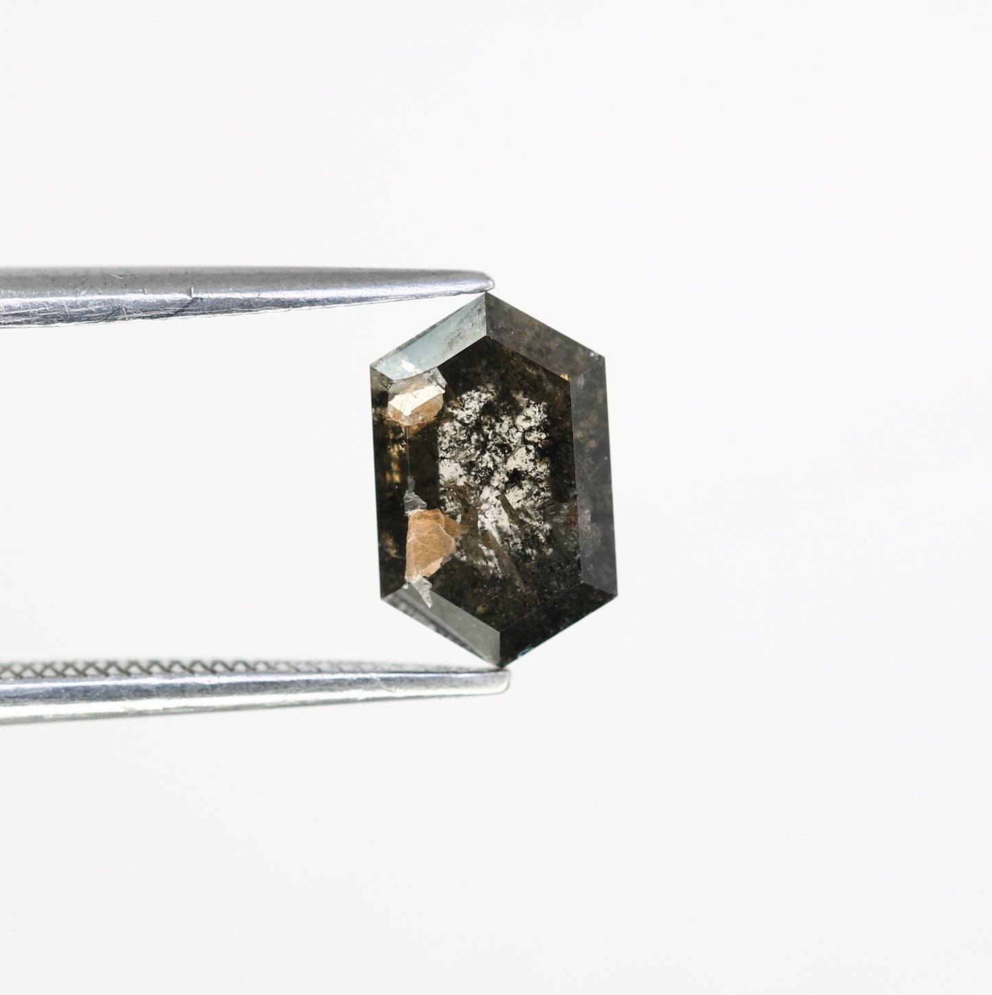 1.70 CT 9.20 MM Elongated Hexagon Shape Salt And Pepper Diamond For Designer Jewelry