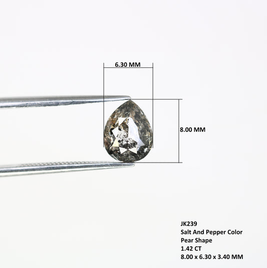 1.42 CT Salt And Pepper Pear Shape 8.00 MM Diamond For Wedding Ring