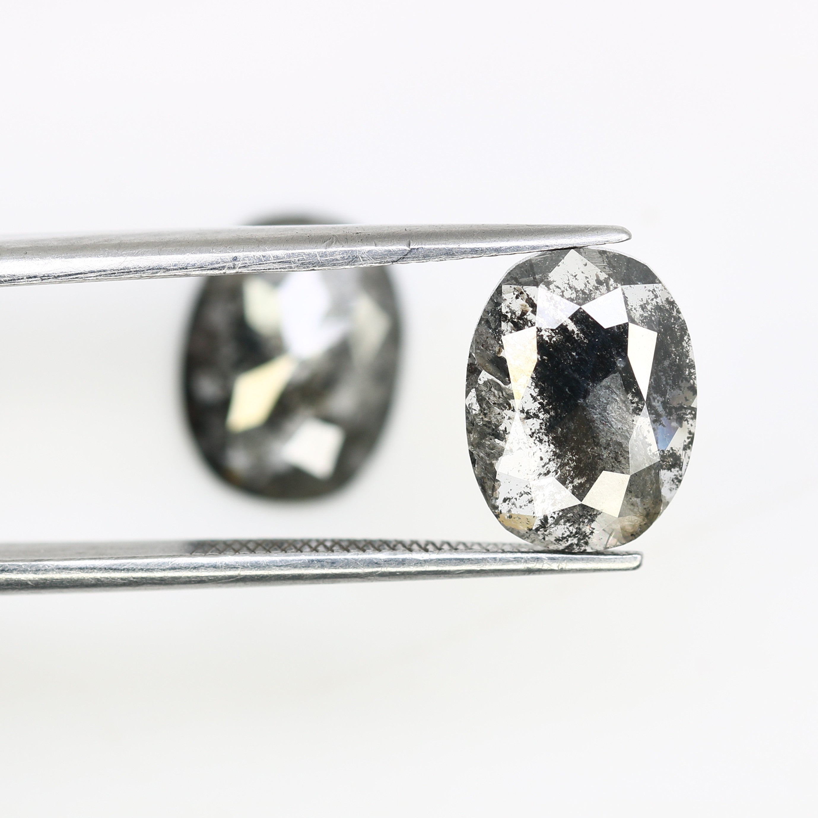 3.35 CT Oval Shape 10.10 MM Salt And Pepper Pair Diamond For Designer Earrings