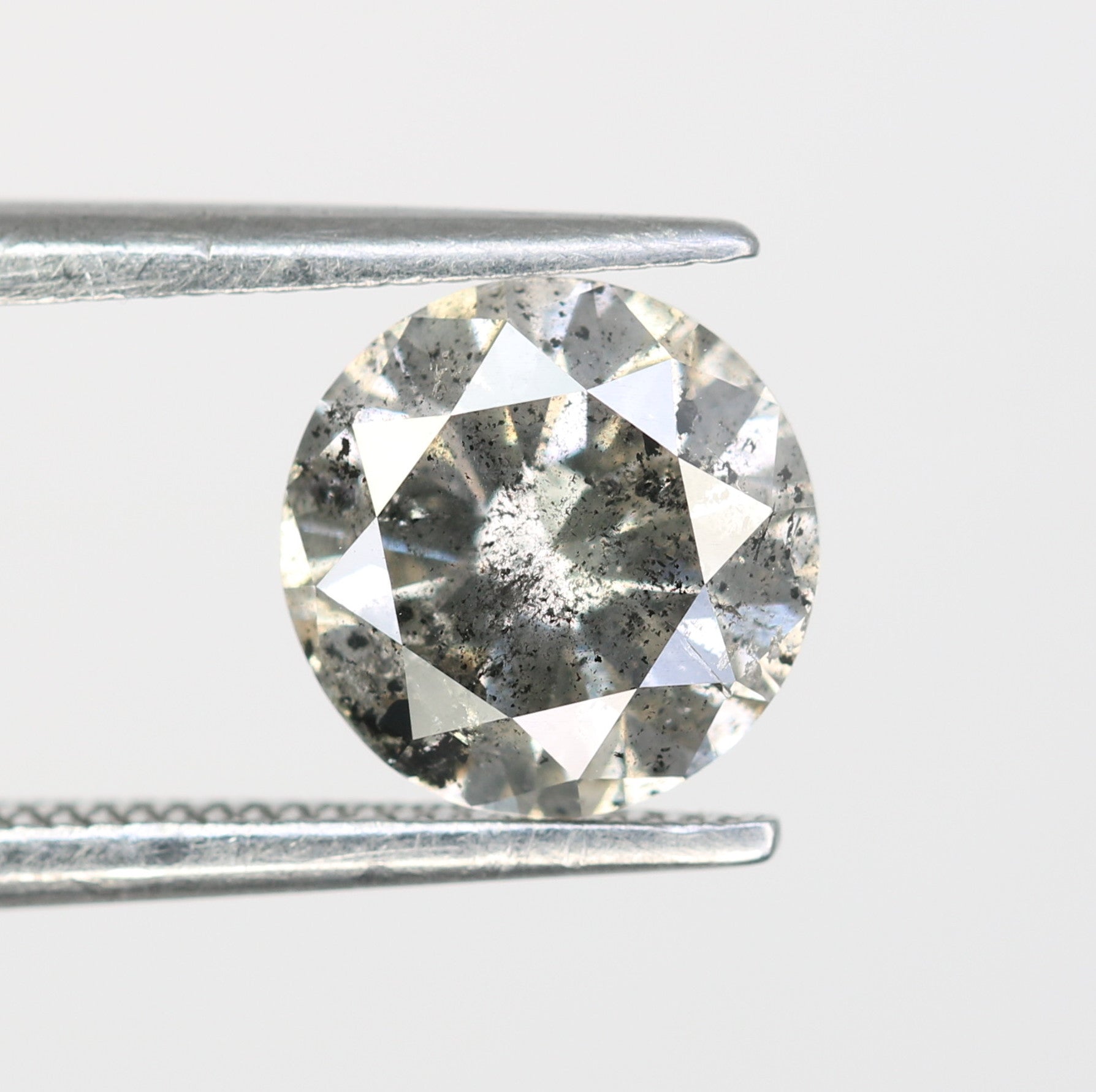 1.51 Carat Salt And Pepper Loose Round Brilliant Cut Diamond For Wedding Ring