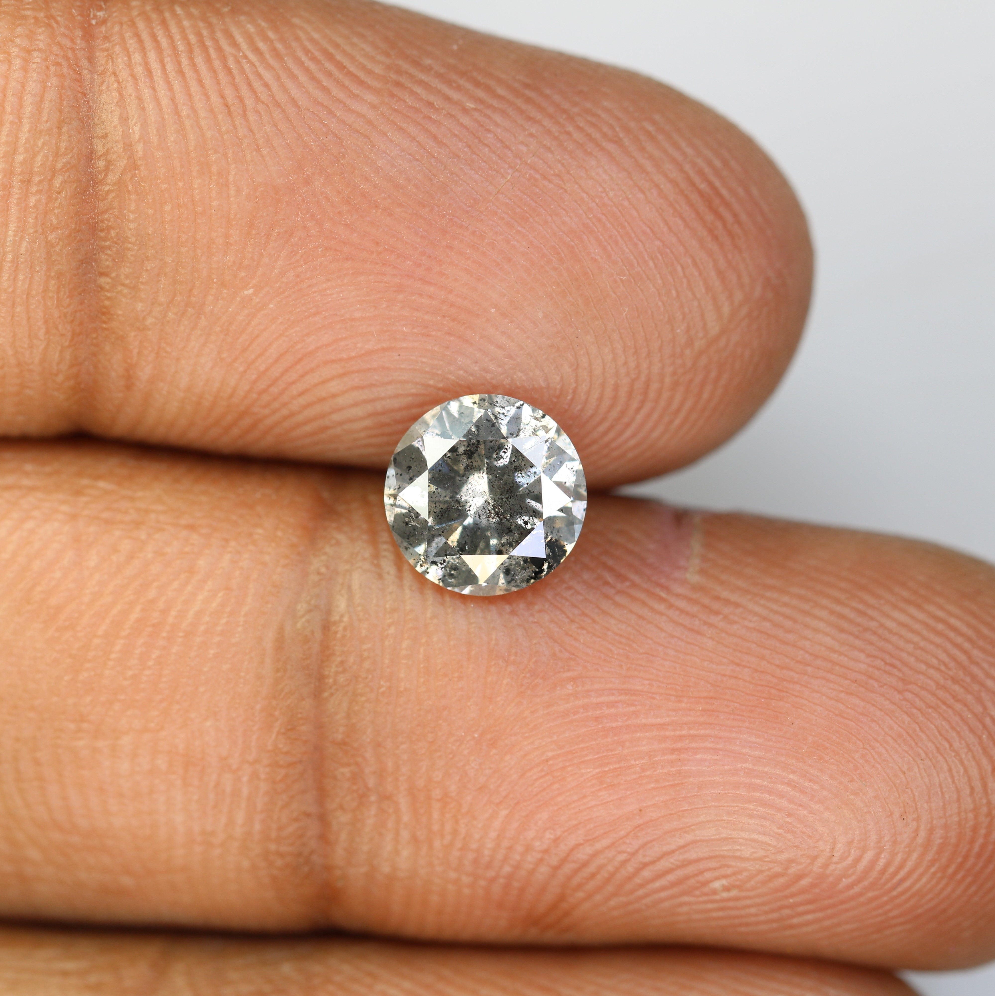1.51 Carat Salt And Pepper Loose Round Brilliant Cut Diamond For Wedding Ring