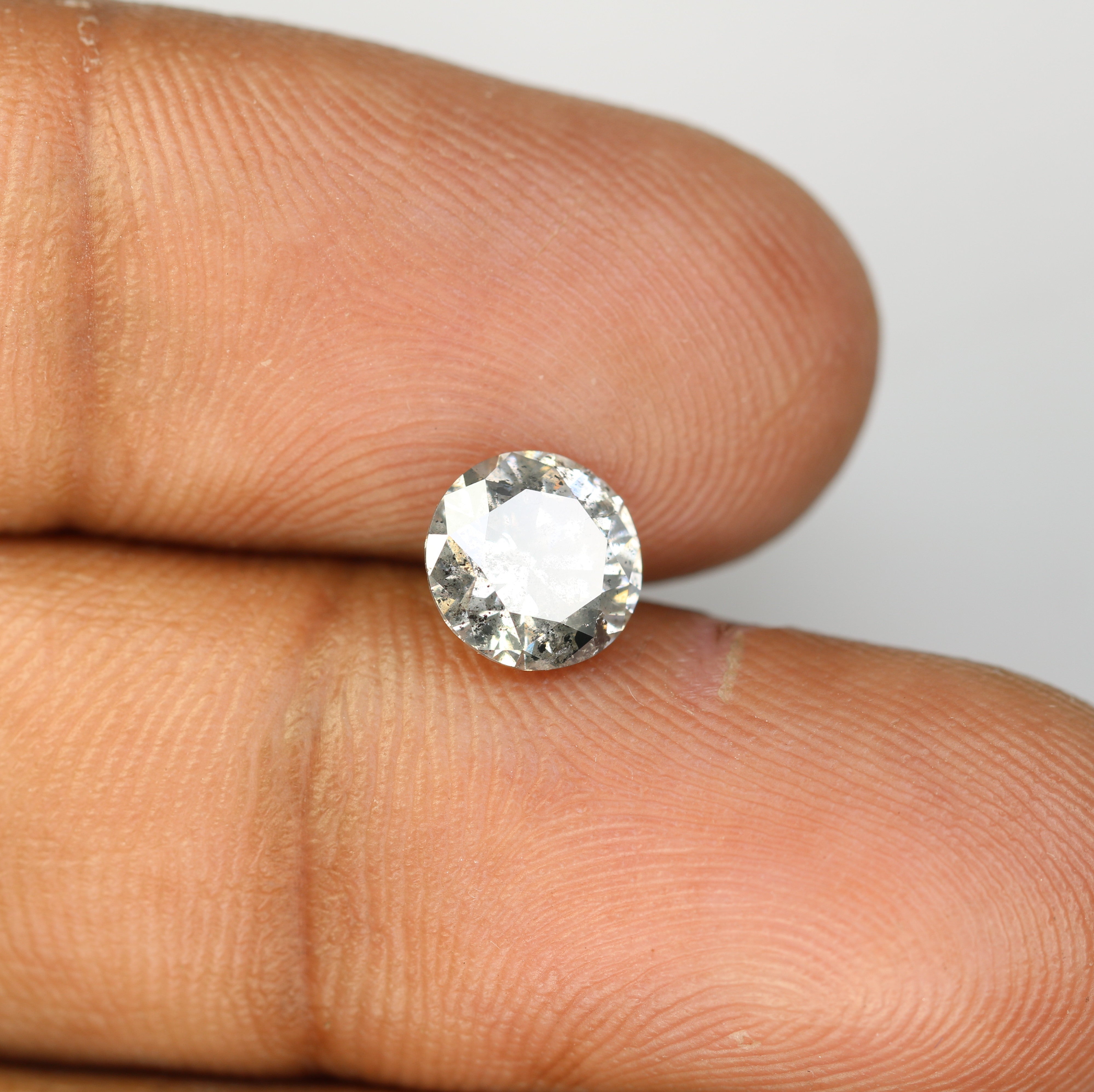 1.51 Carat Salt And Pepper Loose Round Brilliant Cut Diamond For Wedding Ring