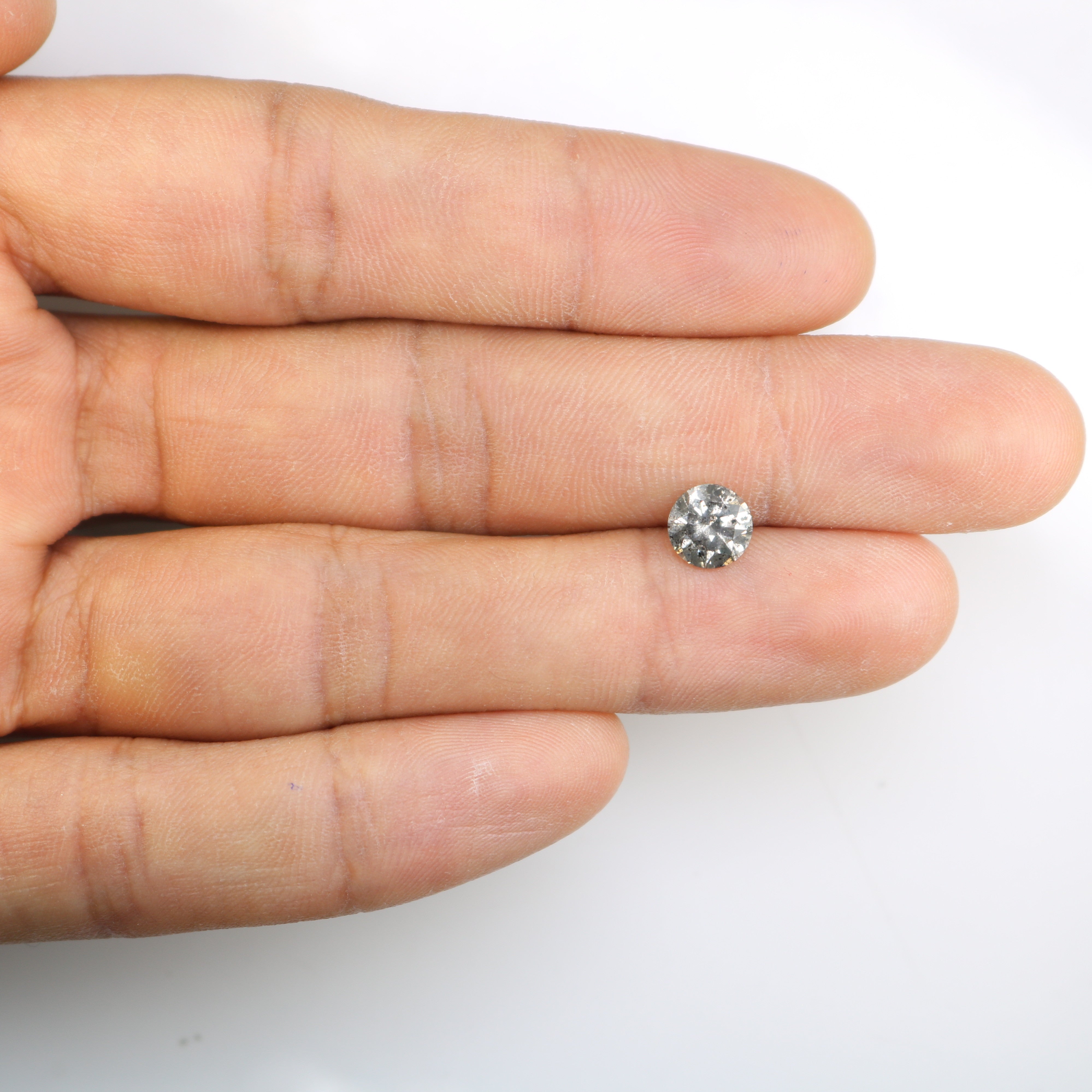 1.51 Carat Salt And Pepper Loose Round Brilliant Cut Diamond For Wedding Ring