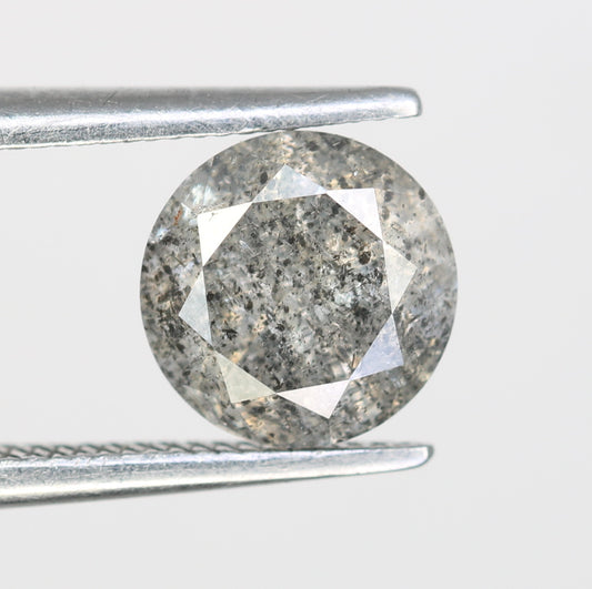 1.47 Carat Natural Salt And Pepper Round Brilliant Cut Diamond For Wedding Ring - JayKrishna Diamond