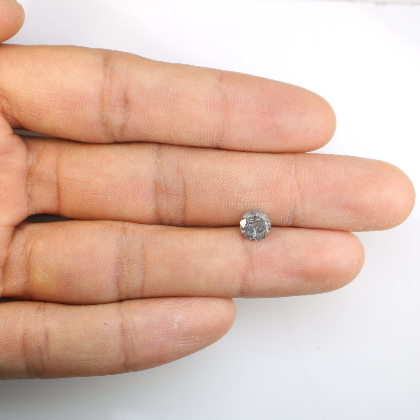 1.47 Carat Natural Salt And Pepper Round Brilliant Cut Diamond For Wedding Ring