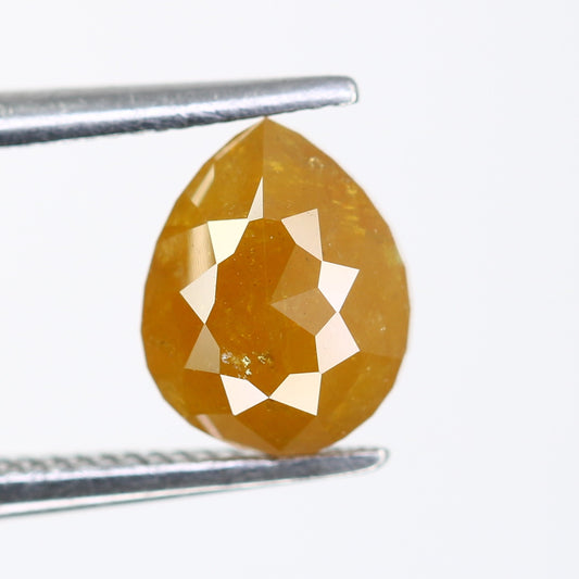 1.45 Carat Pear Shaped Diamond Ring Natural Loose Rustic Yellow Diamond - JayKrishna Diamond