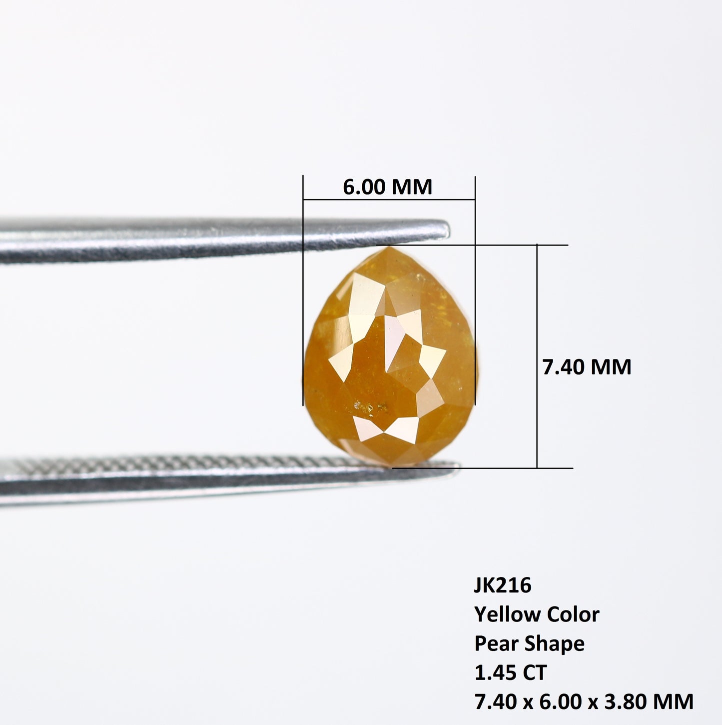 1.45 Carat Pear Shaped Diamond Ring Natural Loose Rustic Yellow Diamond