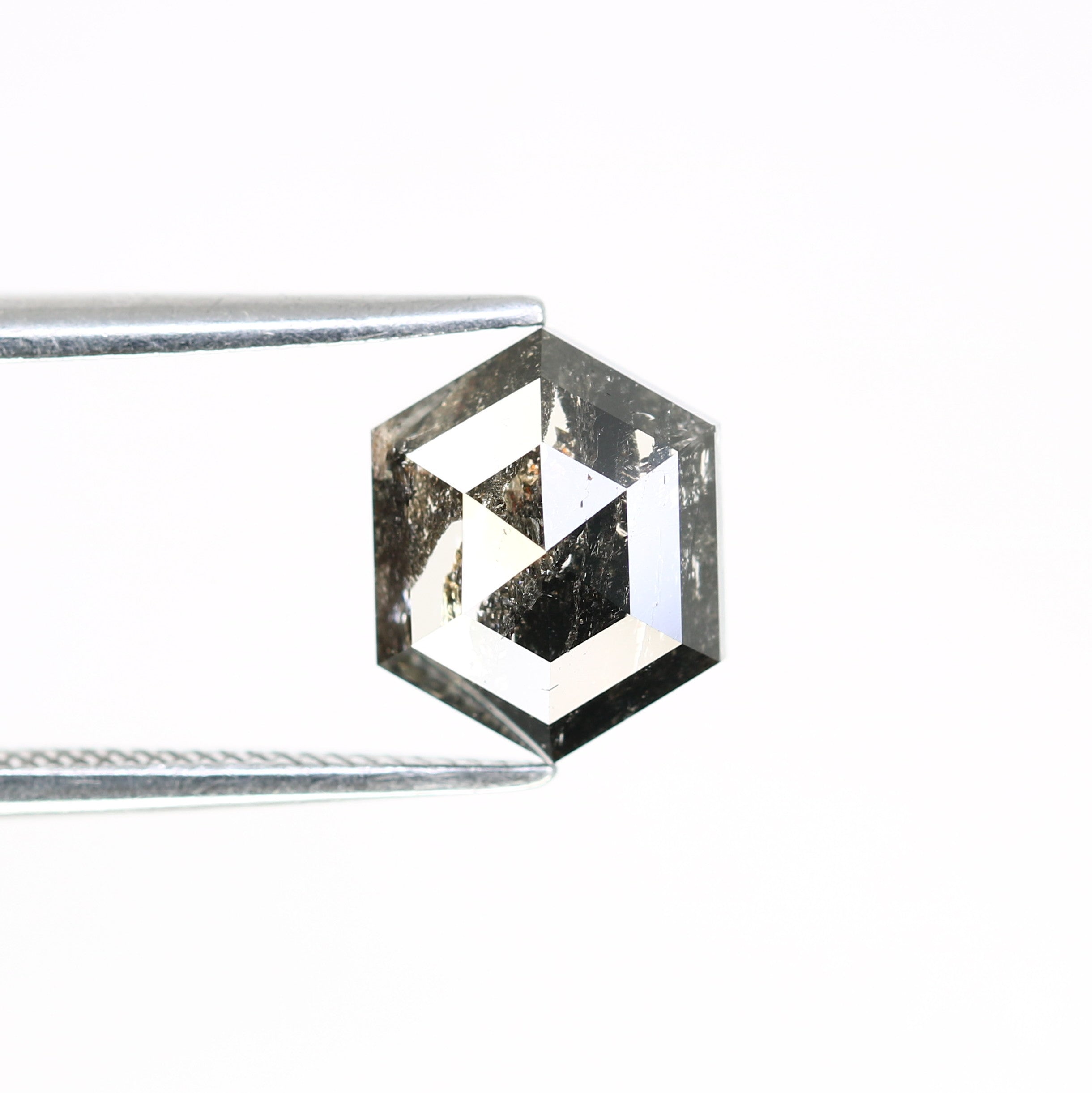 2.10 Carat Hexagon Shape 9.00 MM Salt And Pepper Loose Diamond For Wedding Ring