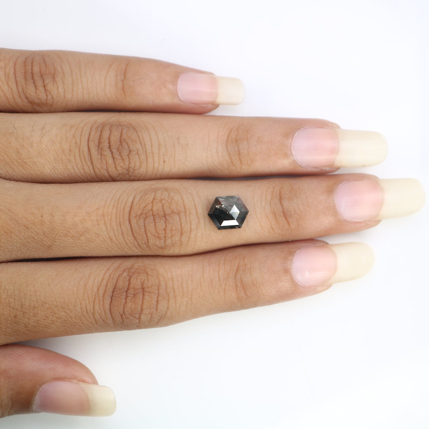 2.10 Carat Hexagon Shape 9.00 MM Salt And Pepper Loose Diamond For Wedding Ring