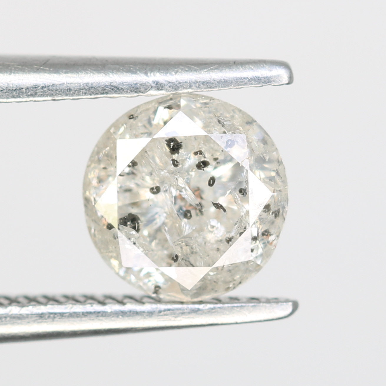 0.76 Carat Salt And Pepper Loose Round Brilliant Cut Diamond For Engagement Ring
