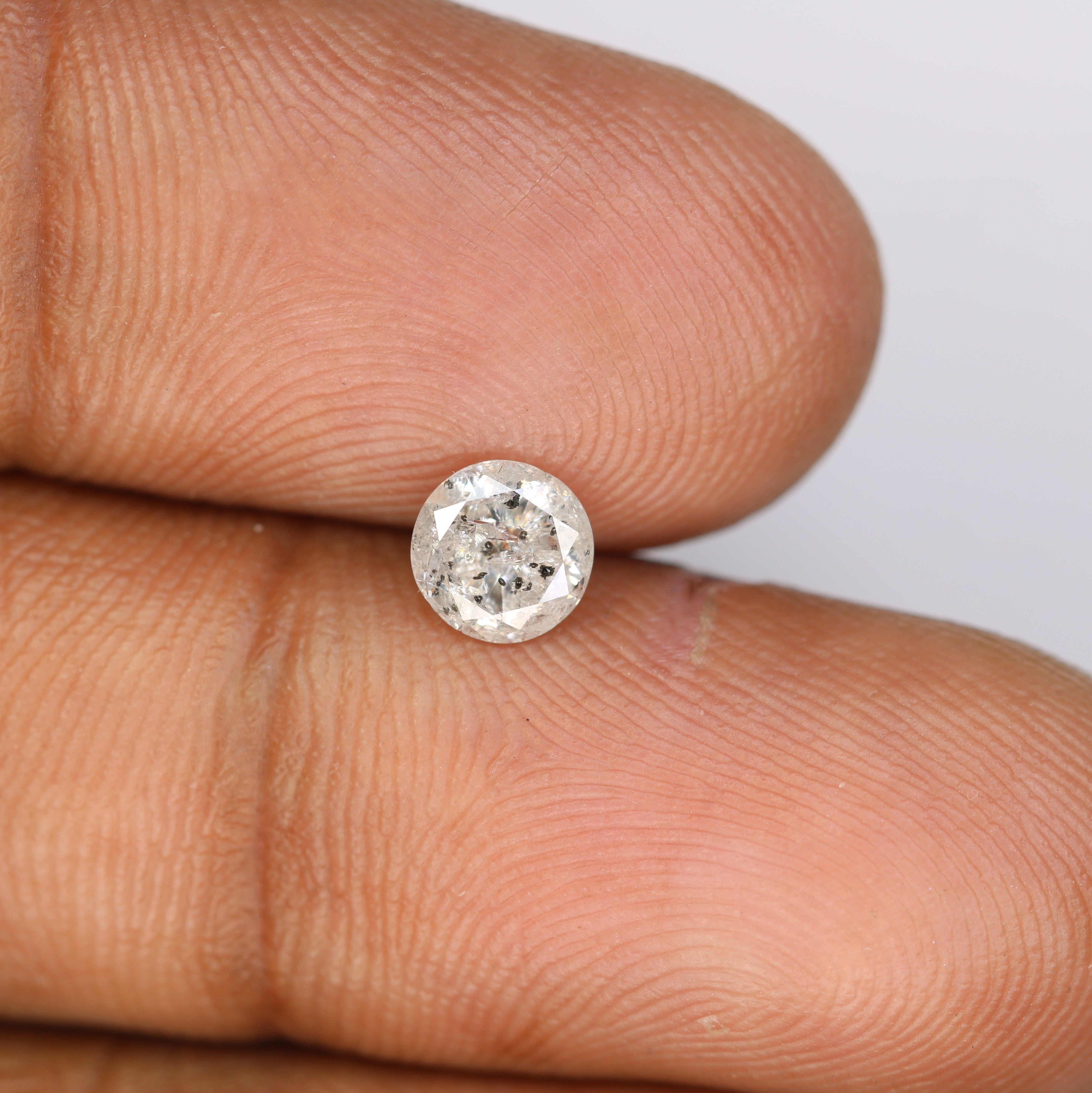 0.76 Carat Salt And Pepper Loose Round Brilliant Cut Diamond For Engagement Ring