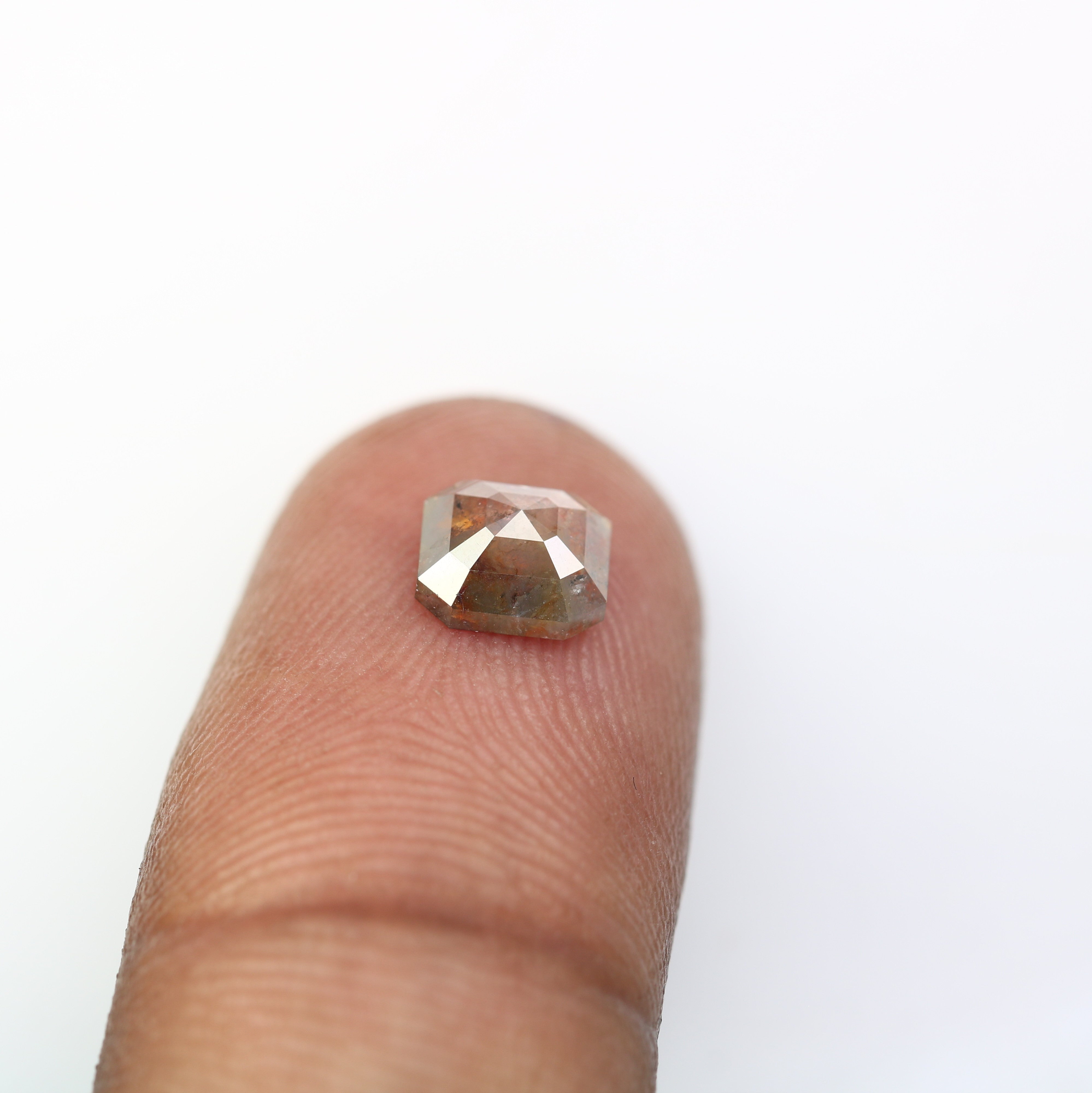 Asscher Shaped Diamond Ring 1.19 Carat Natural Brown Color Diamond