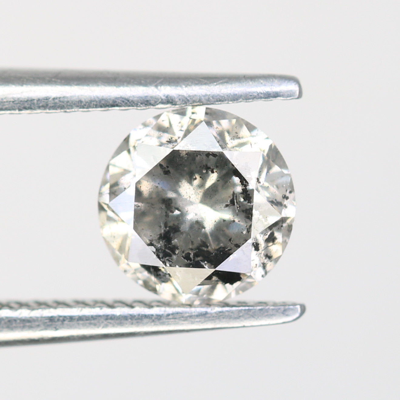 0.69 Carat Loose Round Brilliant Cut salt And Pepper Diamond For Galaxy Ring