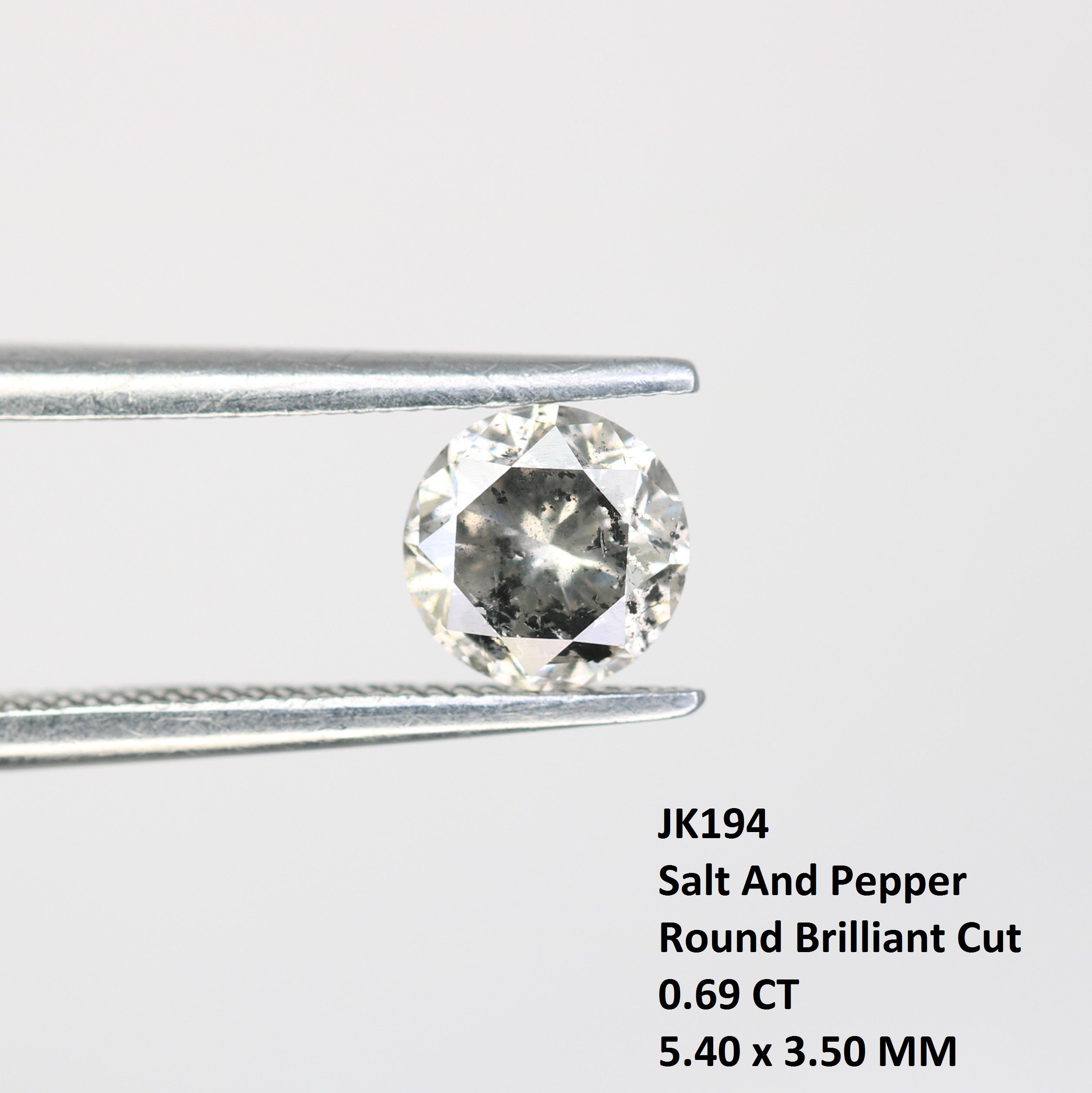 0.69 Carat Loose Round Brilliant Cut salt And Pepper Diamond For Galaxy Ring