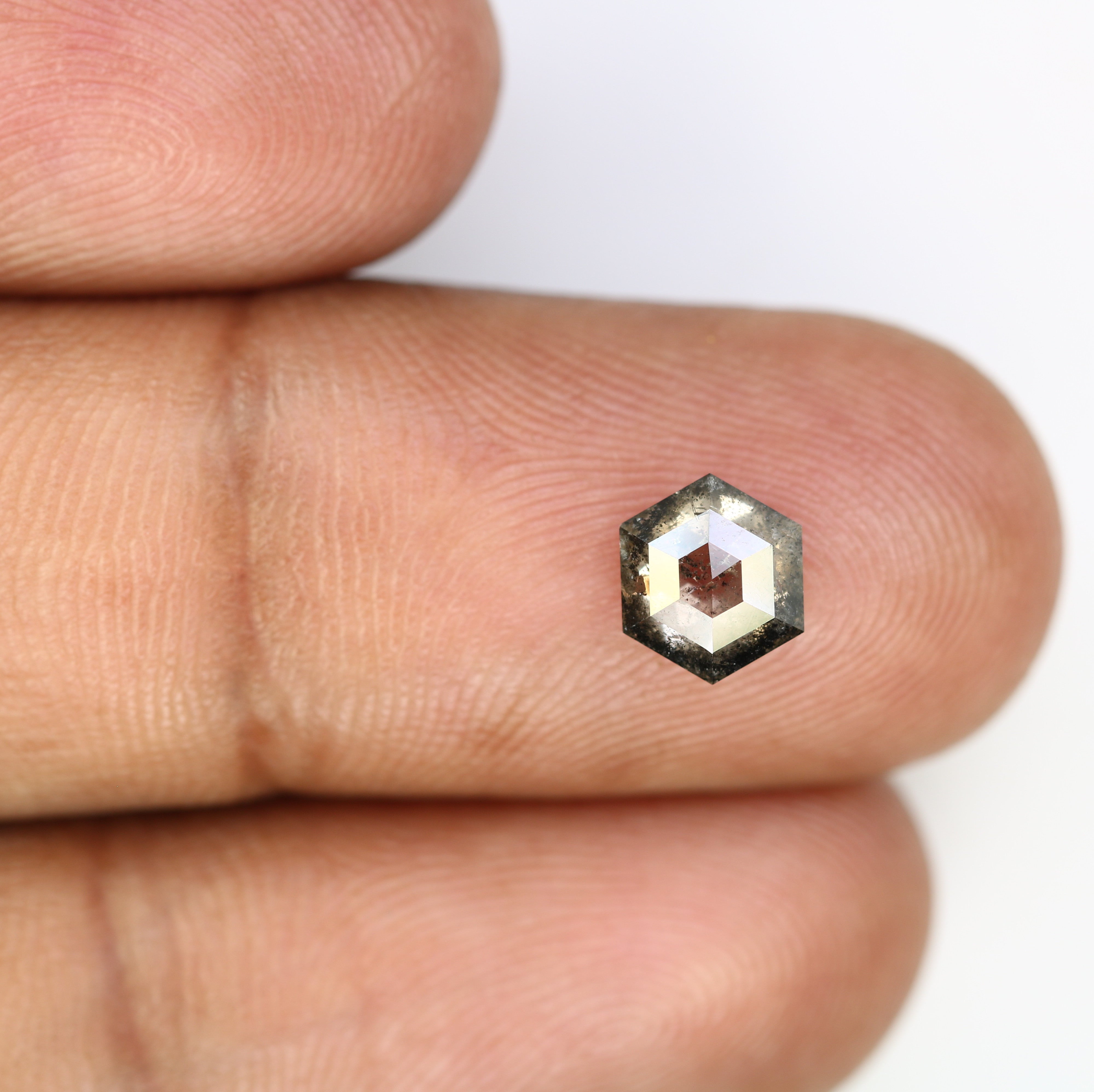 1.46 CT 7.30 MM Hexagon Shape Loose Salt And Pepper Diamond For Wedding Ring