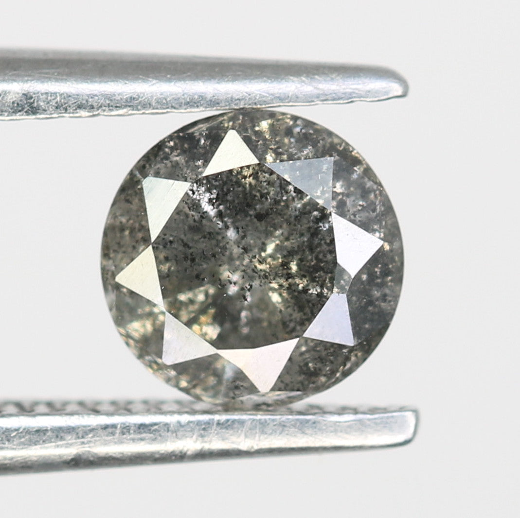 0.45 Carat Loose Salt And Pepper Round Brilliant Cut Diamond For Wedding Ring