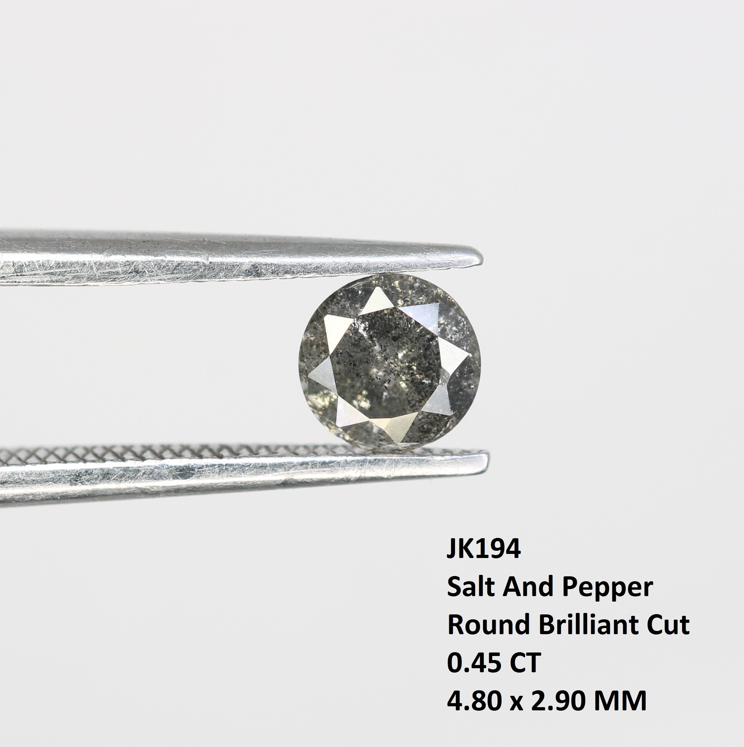 0.45 Carat Loose Salt And Pepper Round Brilliant Cut Diamond For Wedding Ring