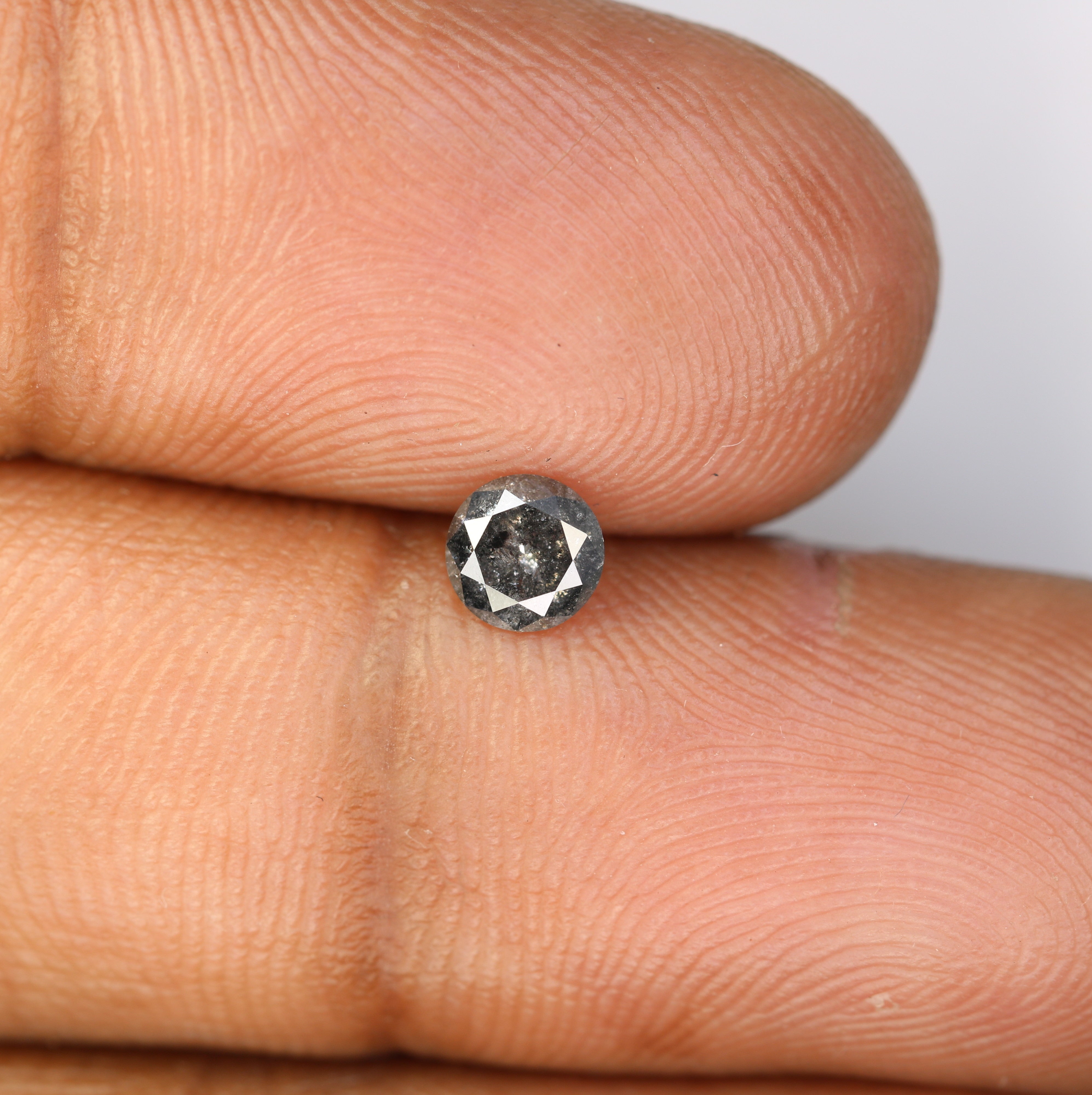 0.37 Carat Salt And Pepper Loose Round Brilliant Cut Diamond For Wedding Ring