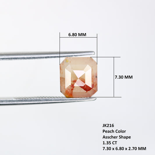 1.35 CT 7.30 MM Asscher Shape Fancy Peach Diamond For Wedding Ring