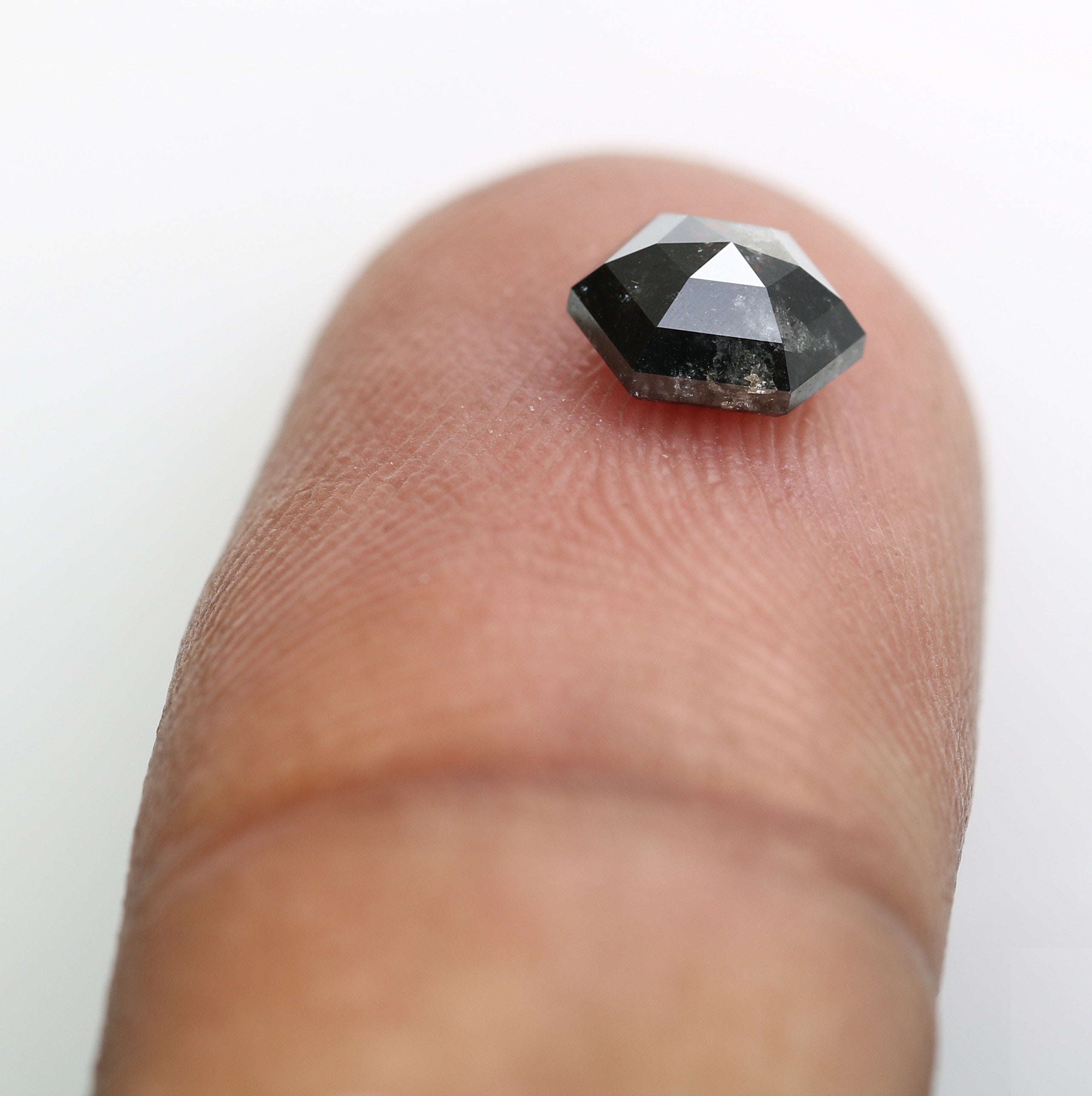 0.99 CT Salt And Pepper 6.60 MM Hexagon Shape Loose Diamond For Wedding Ring