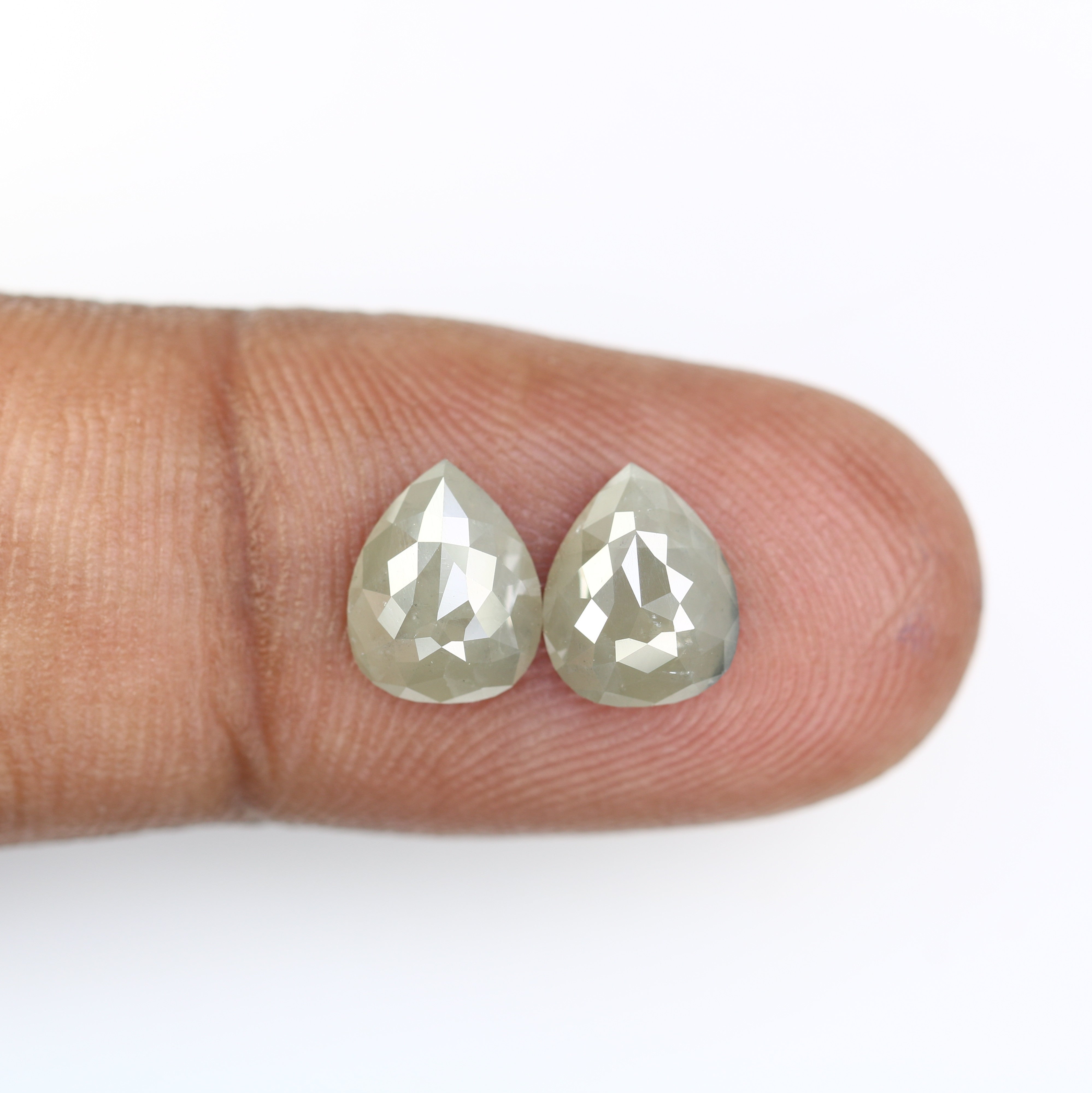 2.71 CT 8.50 MM Natural Grey Pear Shape Loose Pair Diamond For Earring