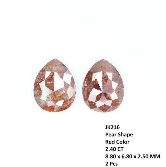 2.40 CT 8.80 MM Pear Shape Reddish Pair Diamond For Earrings