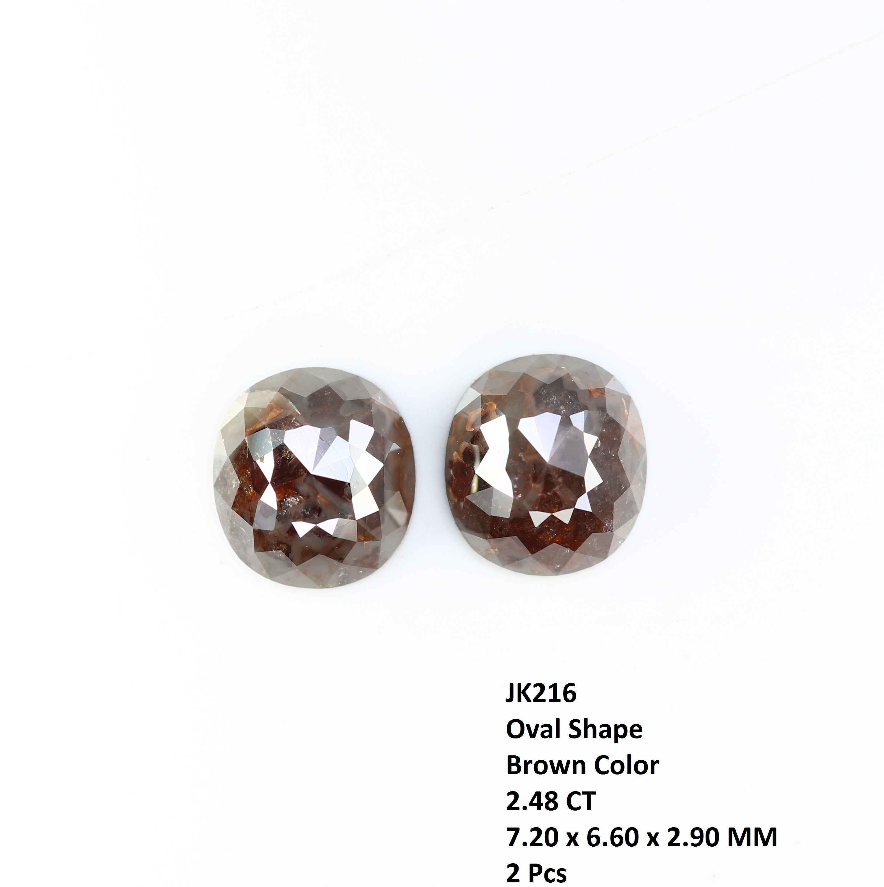 2.48 CT 7.20 MM Brown Oval Shape Natural Pair Diamond For Earring