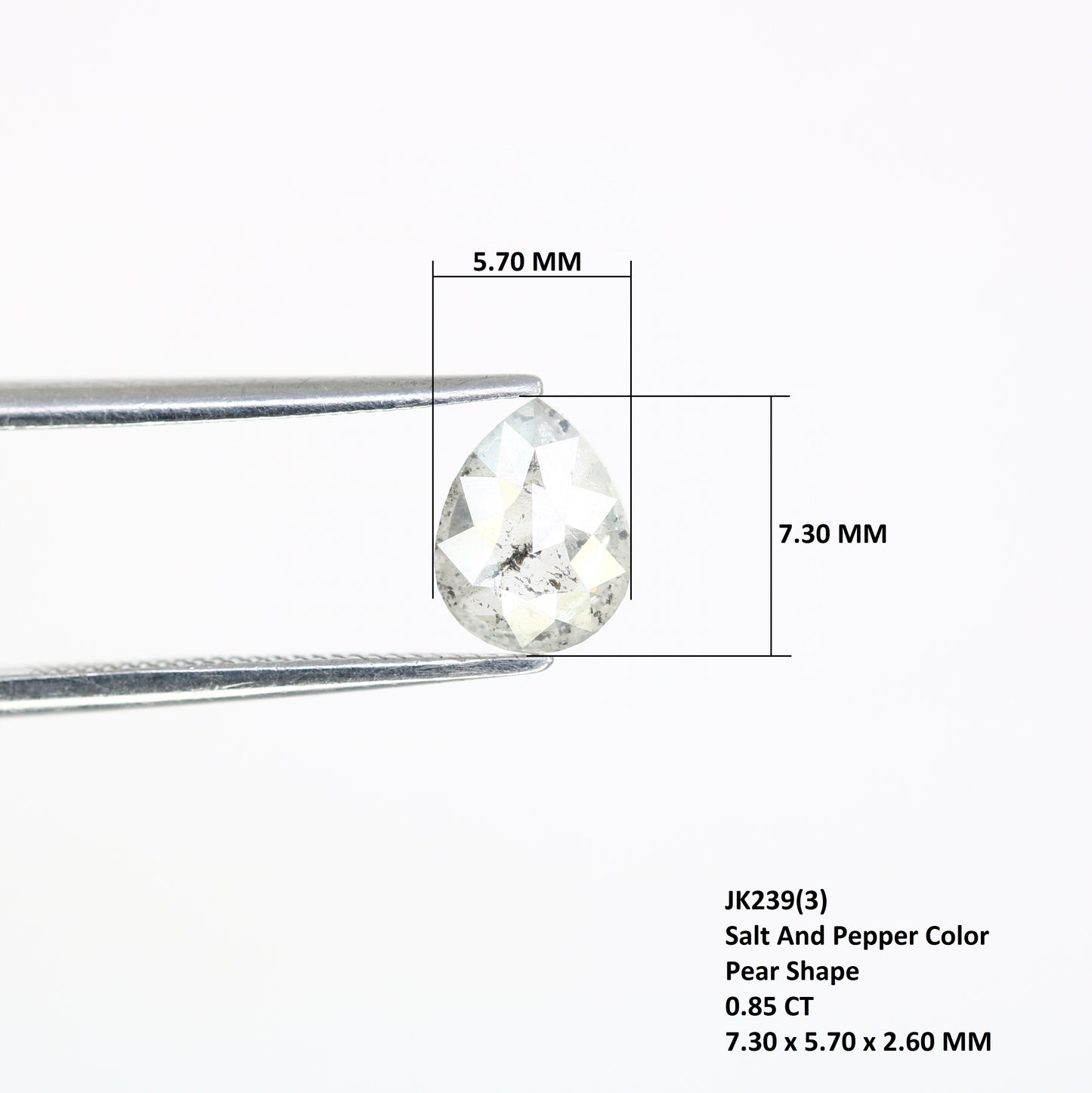 Pear Shape 0.85 CT Natural Salt And Pepper Loose Diamond For Engagement Ring