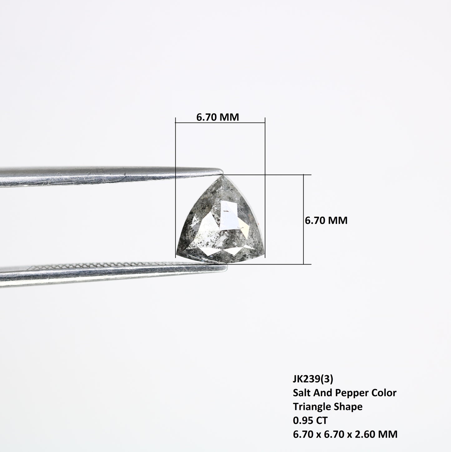0.95 CT Triangle Shape Salt And Pepper 6.70 MM Diamond For Galaxy Ring