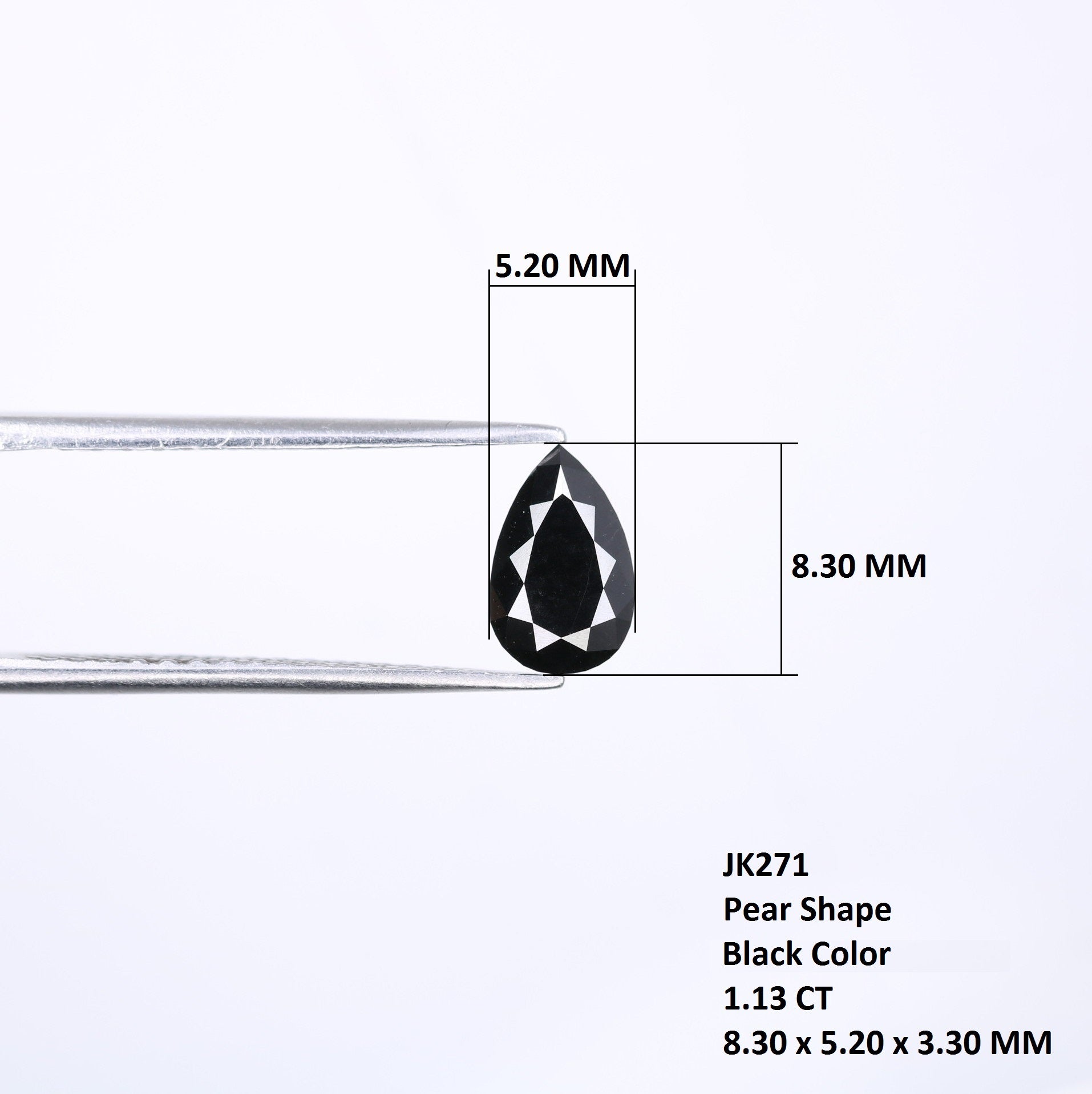 1.13 CT Treated Black Pear Cut Fancy Diamond For Engagement Ring