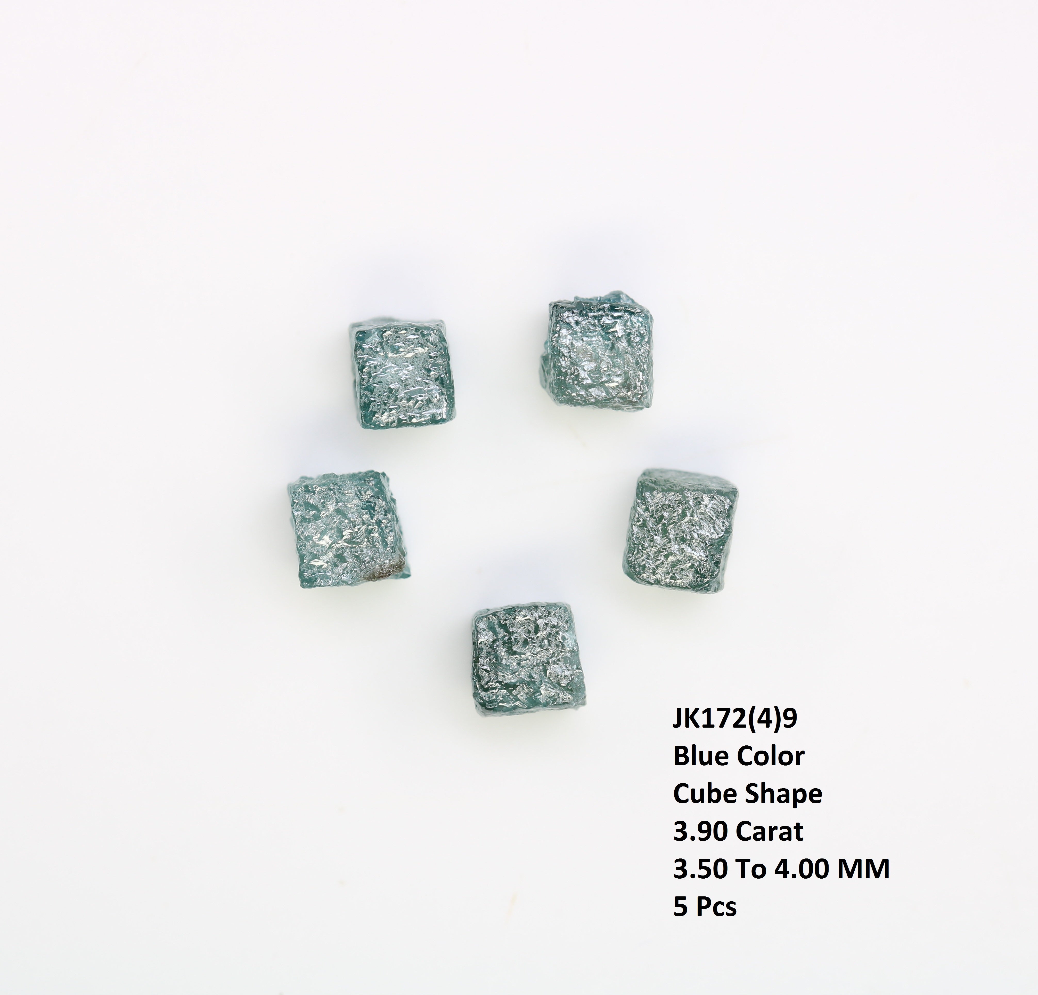 3.90 CT Blue Rough Raw Cube Diamond For Engagement Ring