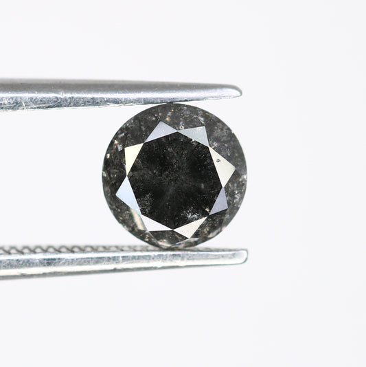 1.08 CT Salt And Pepper Round Brilliant Cut Diamond For Engagement Ring - JayKrishna Diamond