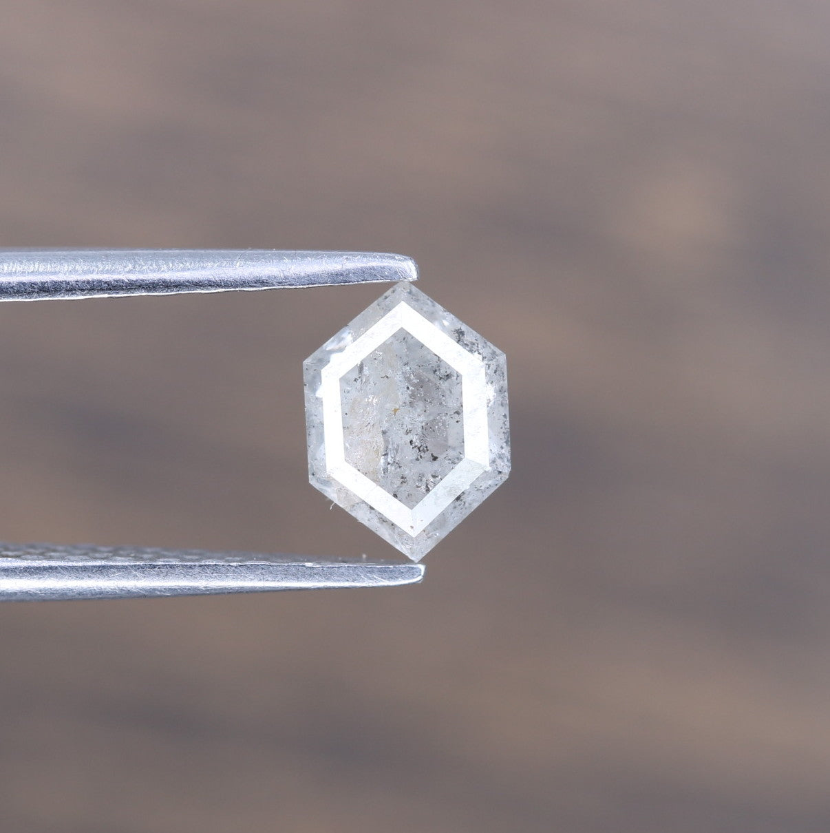 0.85 CT Elongated Hexagon Shape Salt And Pepper Diamond For Wedding Anniversary Ring